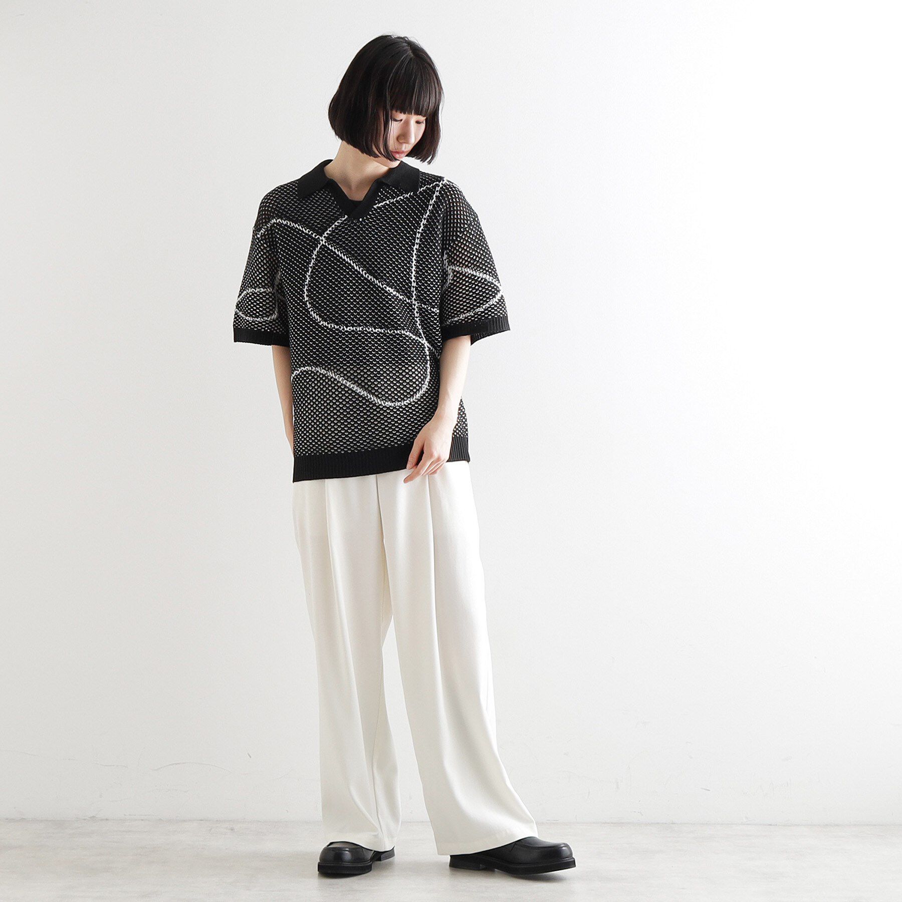 tk.TAKEO KIKUCHI「ラインアートニットポロ」|ニット・セーター|