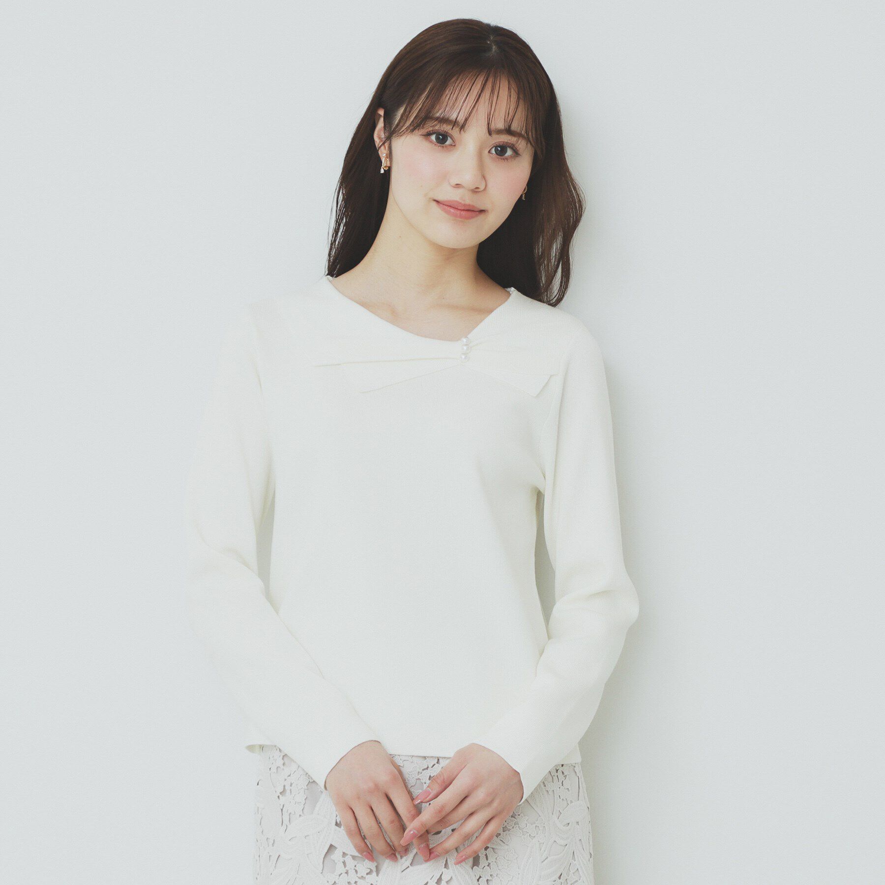 index「アシメリボンカラーニット【洗濯機洗い可】」|ニット・セーター|