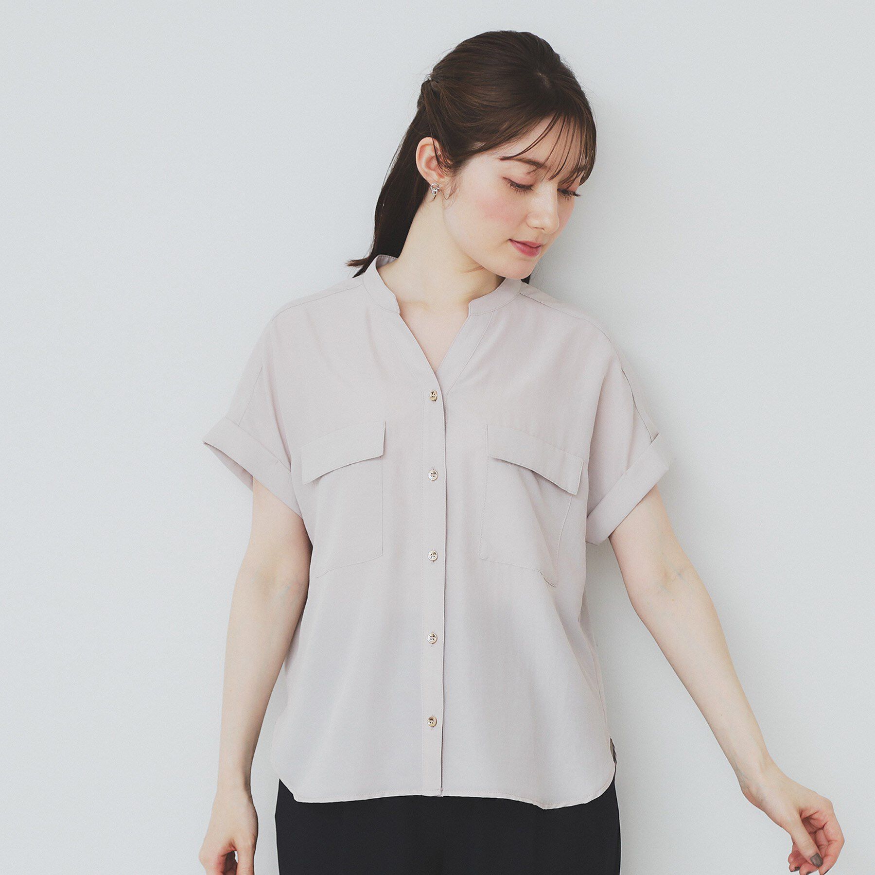 index「ダブルポケットスキッパーブラウス【洗濯機洗い可/イージーアイロン】」|シャツ・ブラウス|