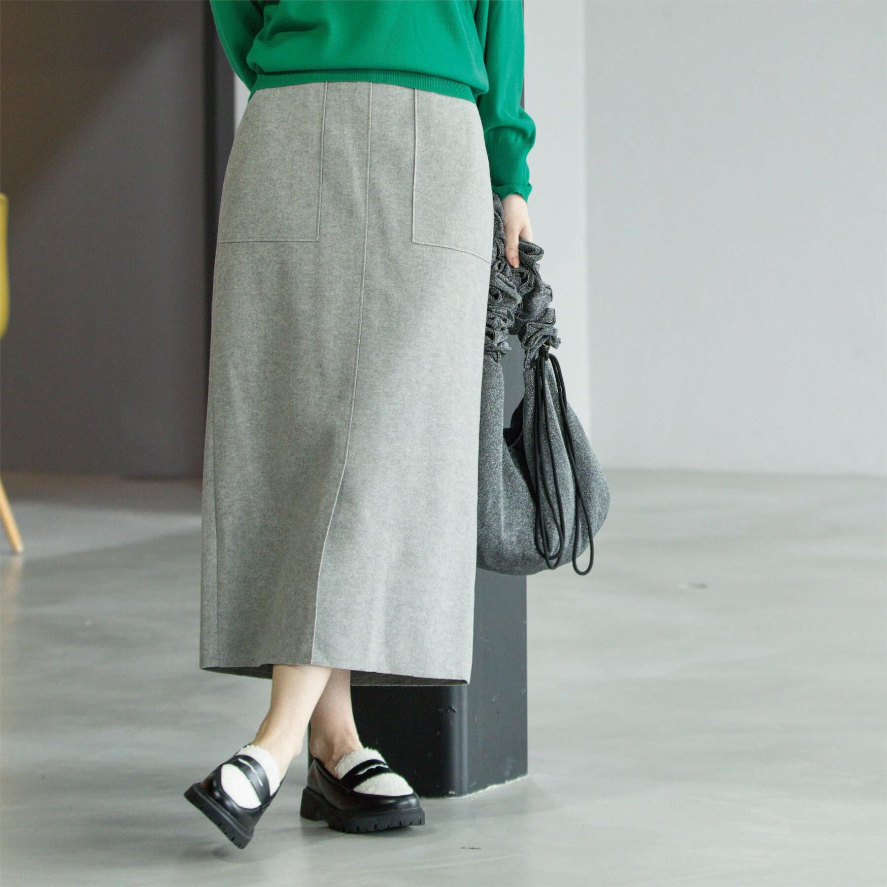 ウールライクタイトスカート【洗濯機洗い可】《8col》（OPAQUE.CLIP