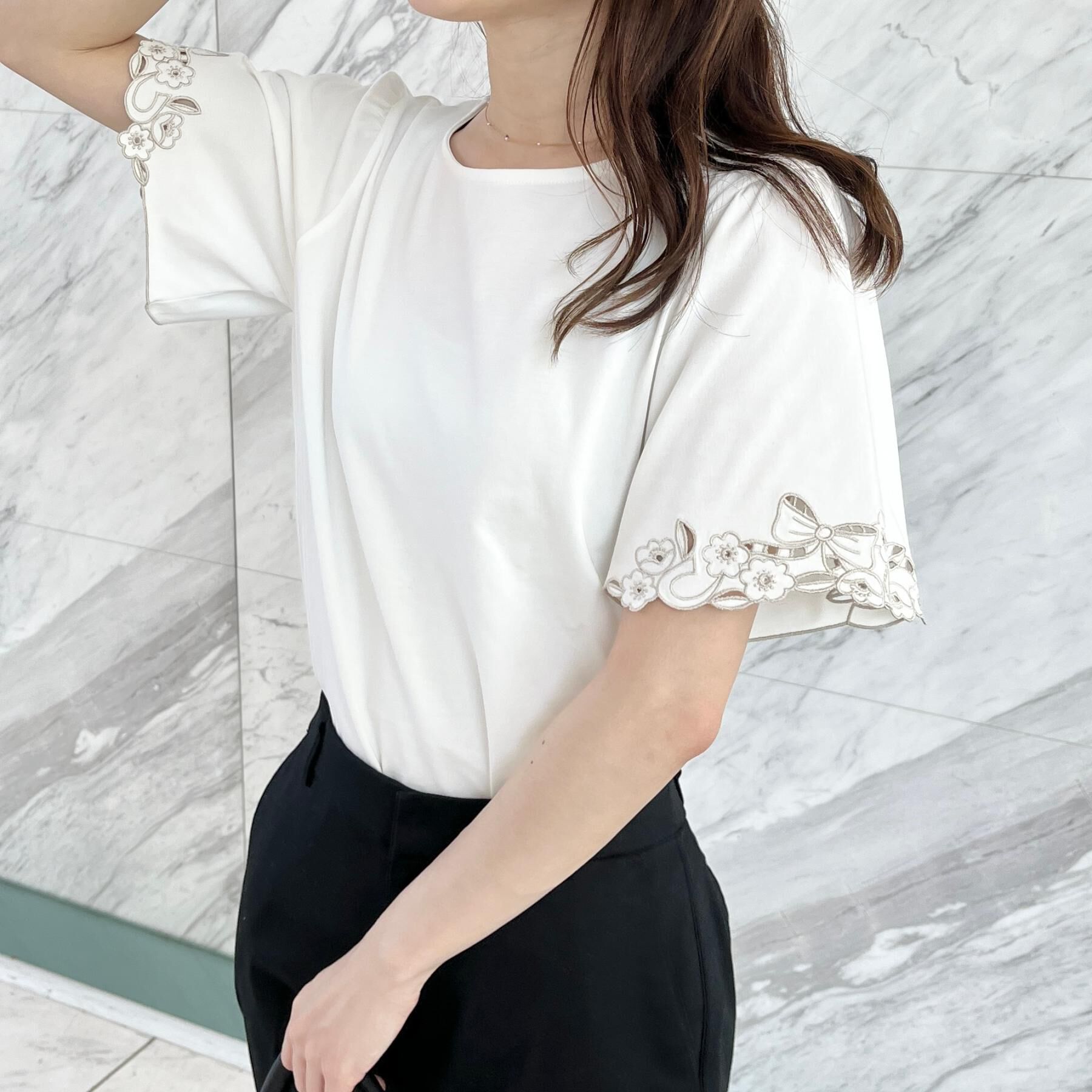 Couture broach「【接触冷感・UVカット】袖エンブロサイロコンパクトトップス」|Tシャツ・カットソー|