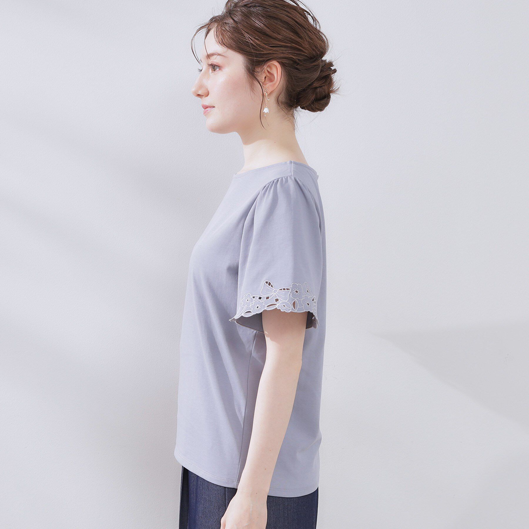 Couture broach「【接触冷感・UVカット】袖エンブロサイロコンパクトトップス」|Tシャツ・カットソー|