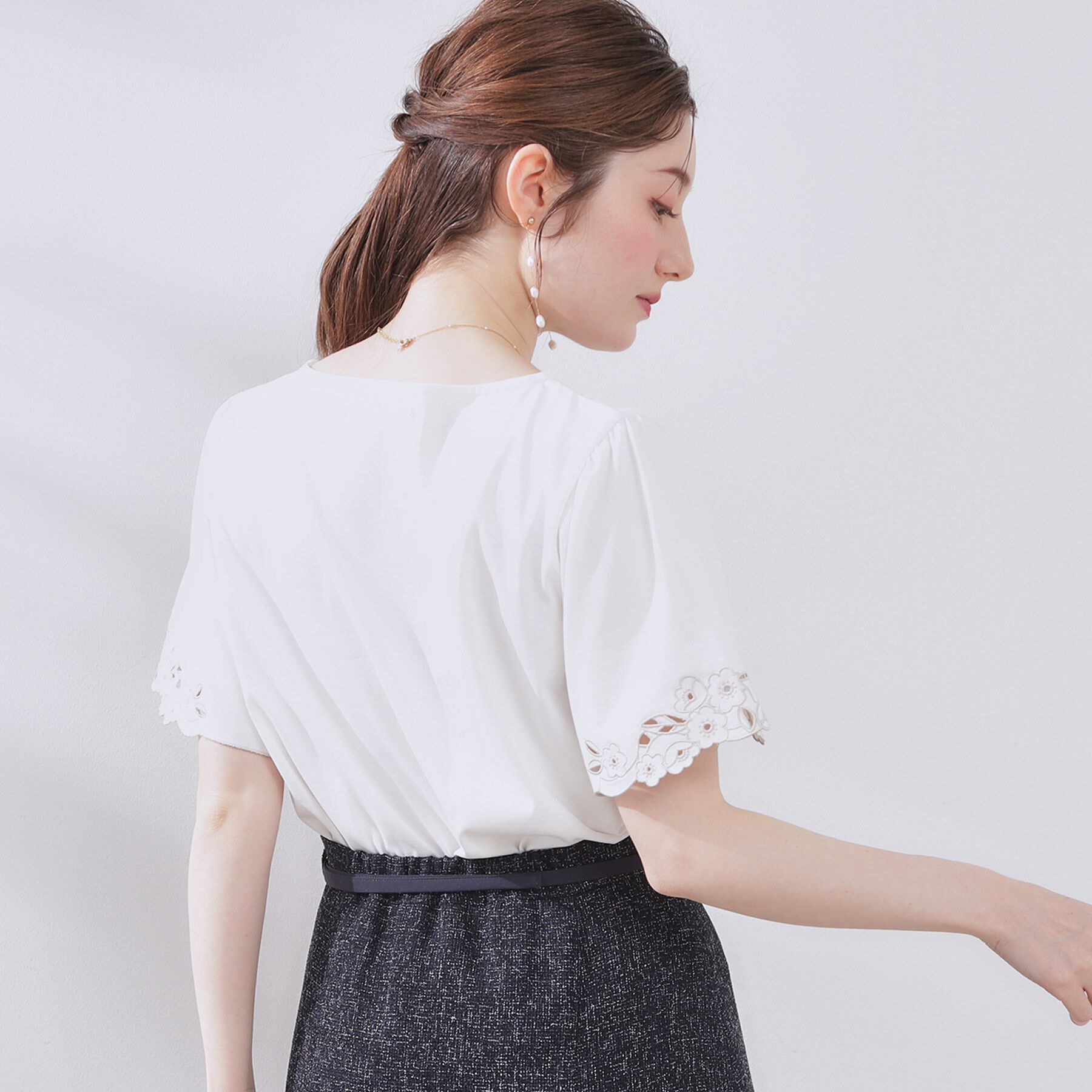 Couture broach「【接触冷感・UVカット】袖エンブロサイロコンパクトトップス」|Tシャツ・カットソー|