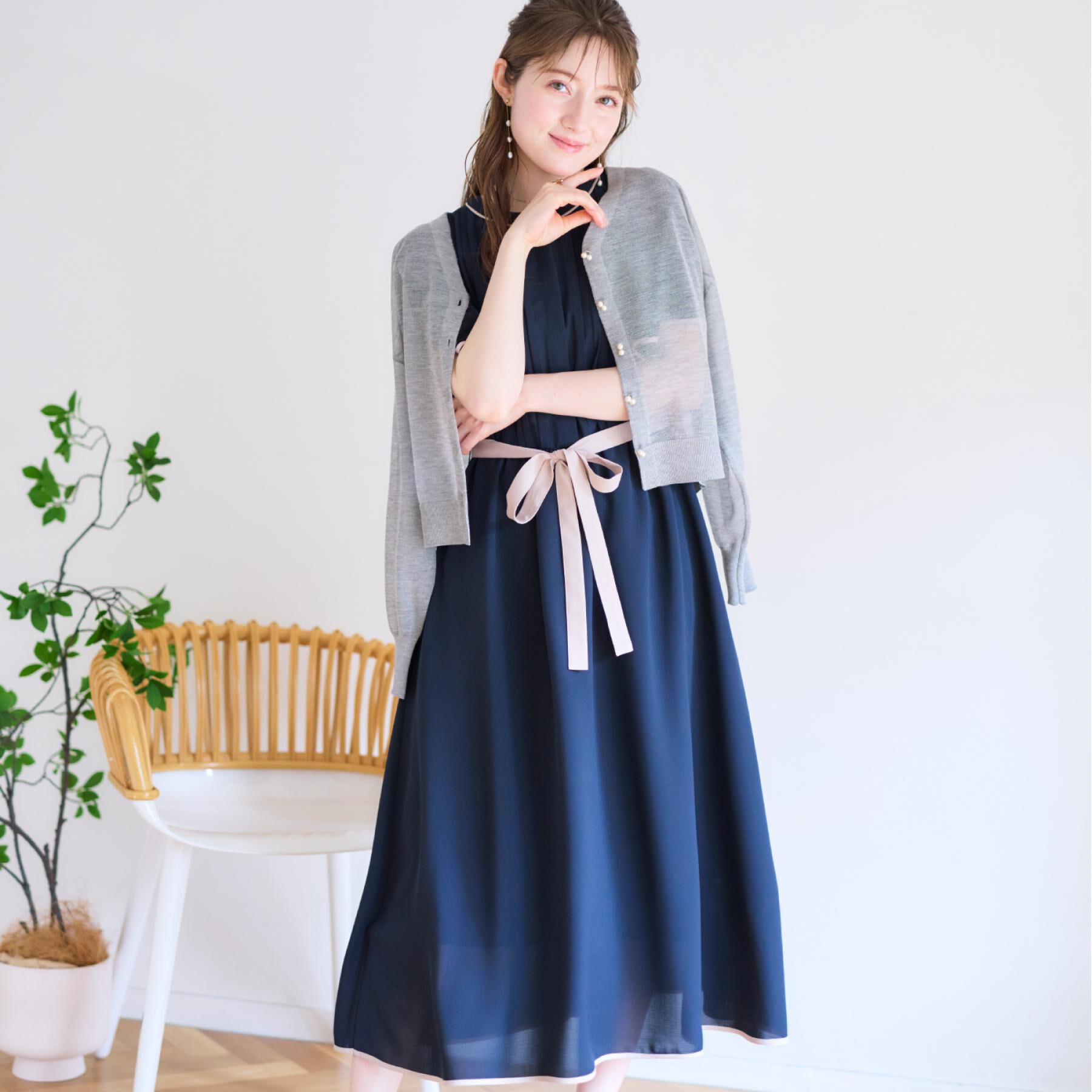 Couture broach「【配色・きれいめ・通勤】タックプリーツ配色ワンピース」|ワンピース|