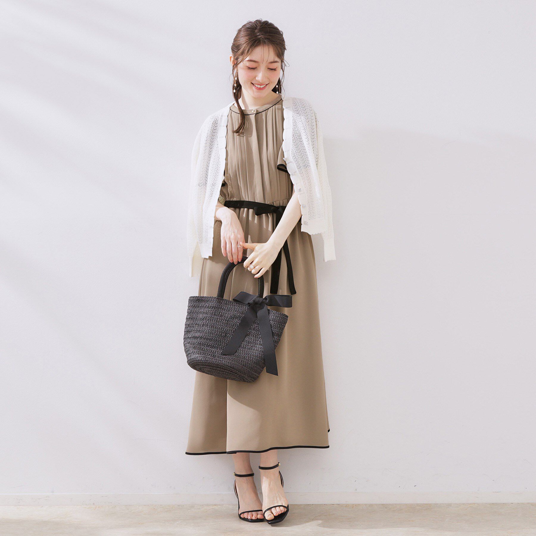 Couture broach「【配色・きれいめ・通勤】タックプリーツ配色ワンピース」|ワンピース|