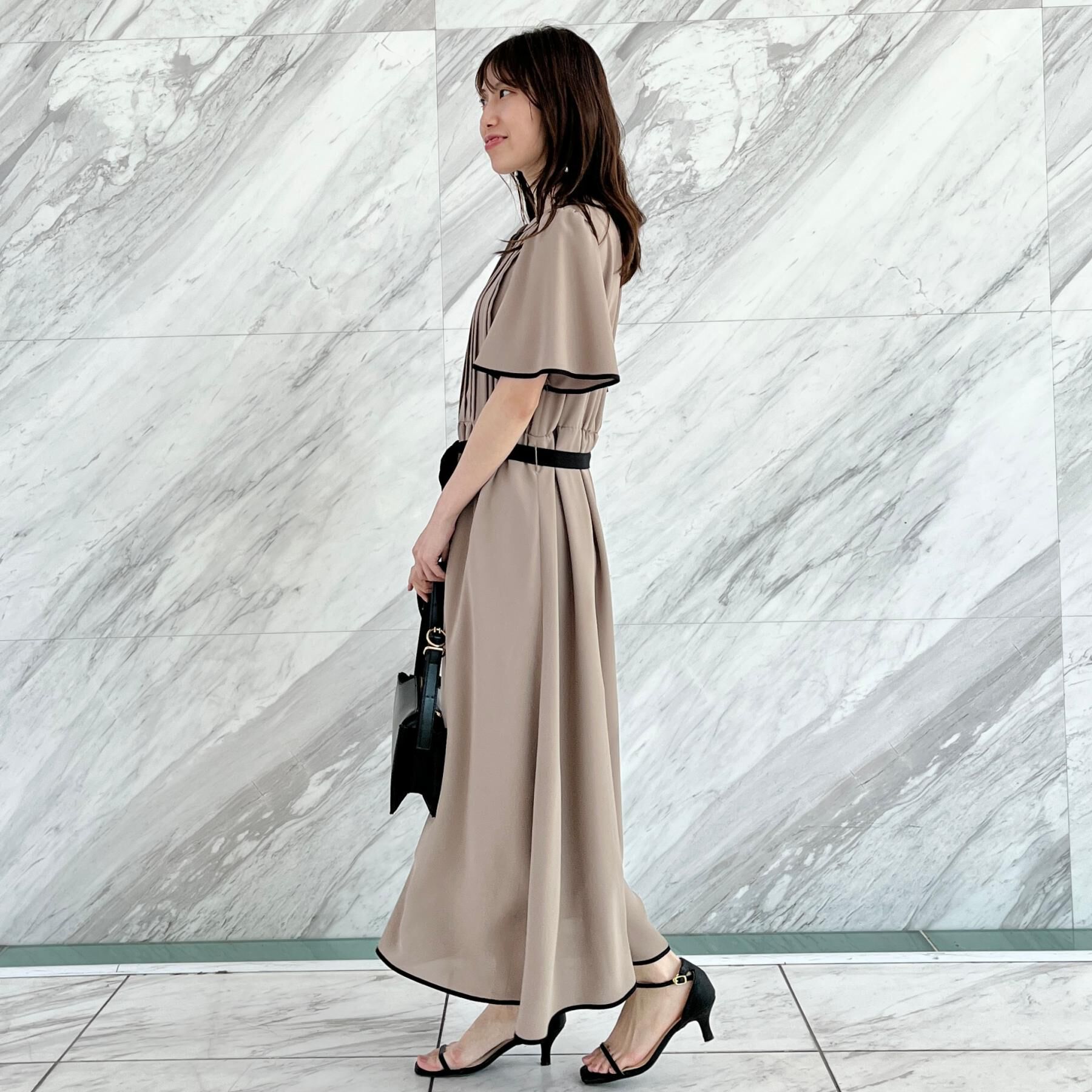 Couture broach「【配色・きれいめ・通勤】タックプリーツ配色ワンピース」|ワンピース|