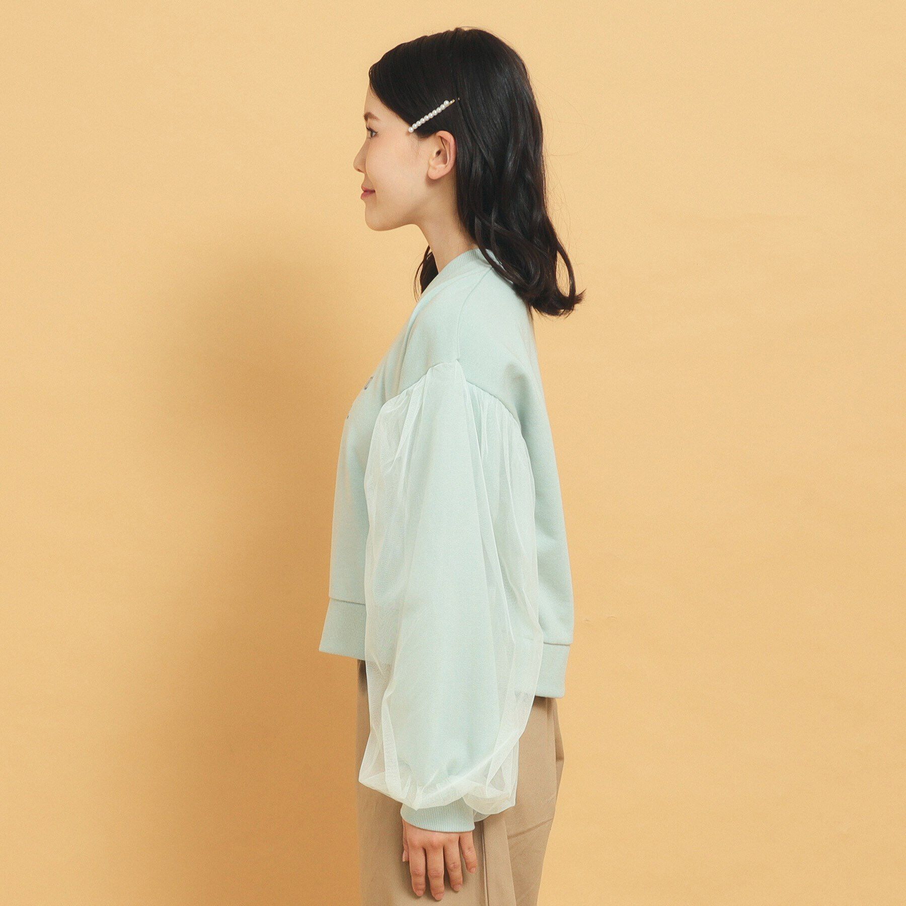 PINK-latte「袖チュールプルオーバー」|Tシャツ・カットソー|