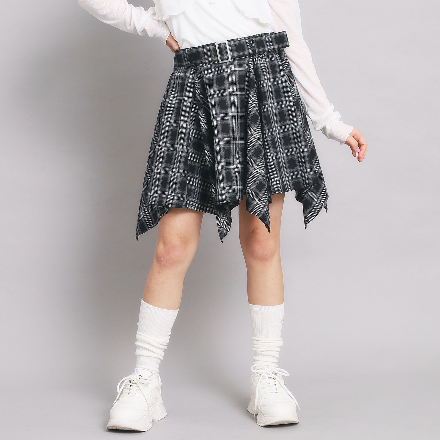 PINK-latte「変形ヘムスカート」|スカート|ブラック(219)