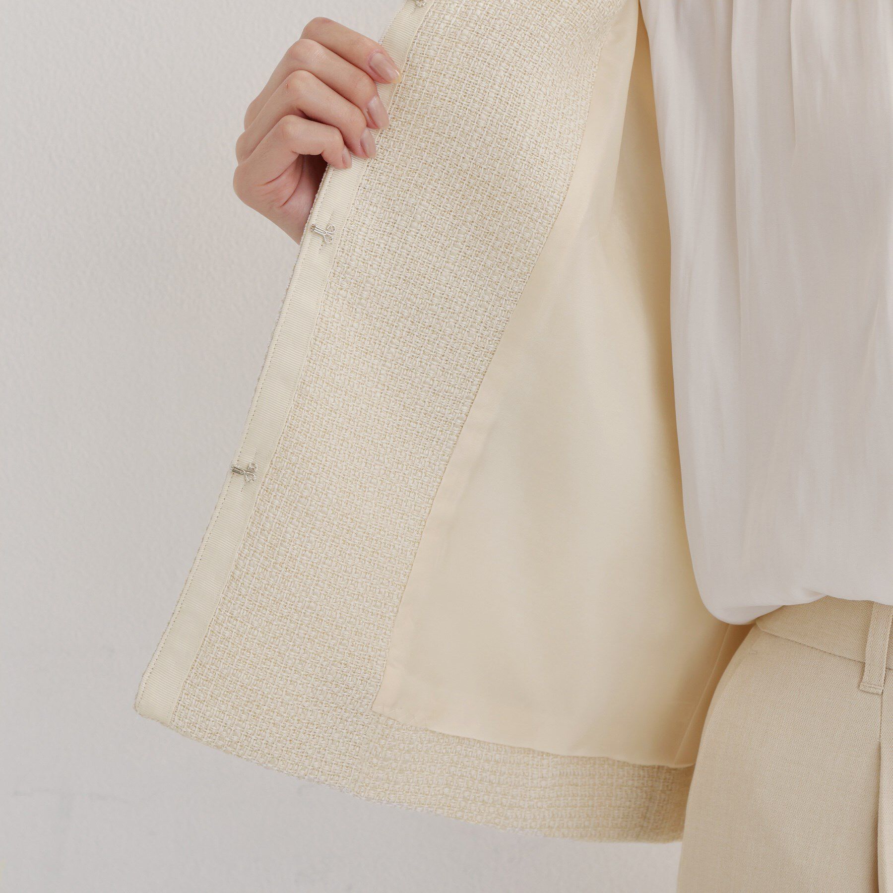 THE SHOP TK「【通勤・セレモニー】ツイードノーカラージャケット」|ノーカラージャケット|