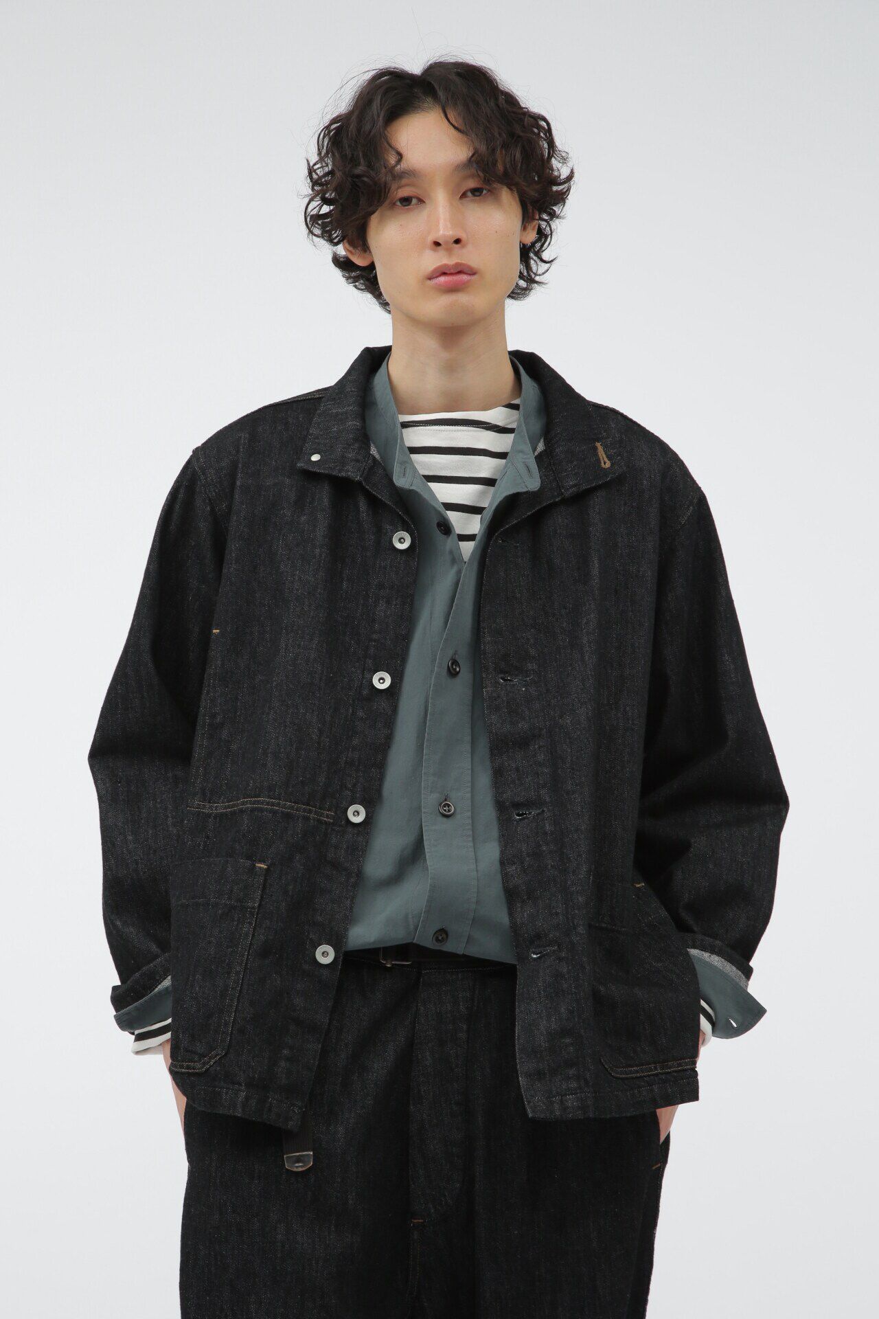 MHL.「CANTON LIGHT DENIM BLACK」|ブルゾン・スタジャン|BLACK