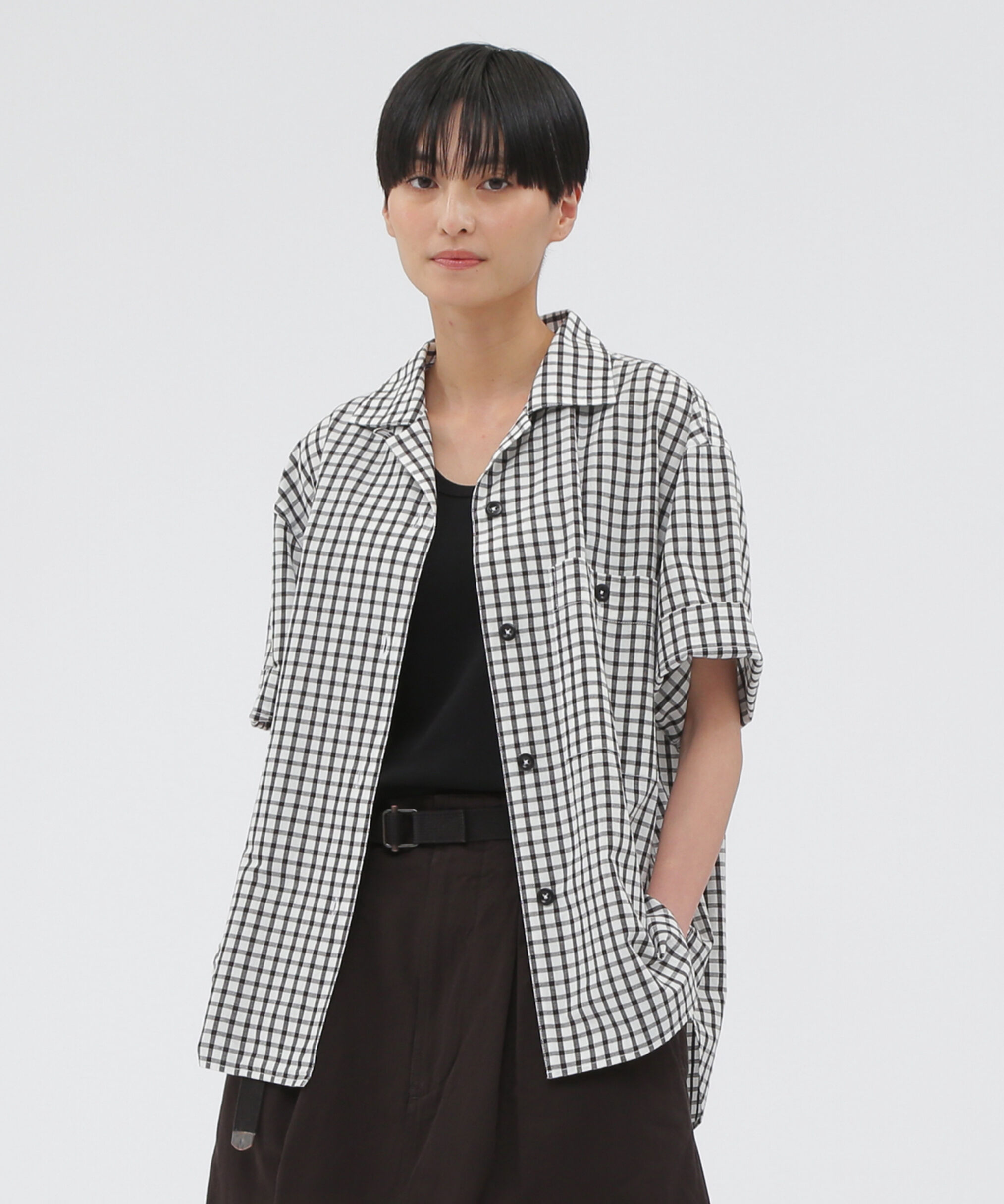 MHL.「COTTON LINEN CHECK SHIRT」|シャツ・ブラウス|WHITE