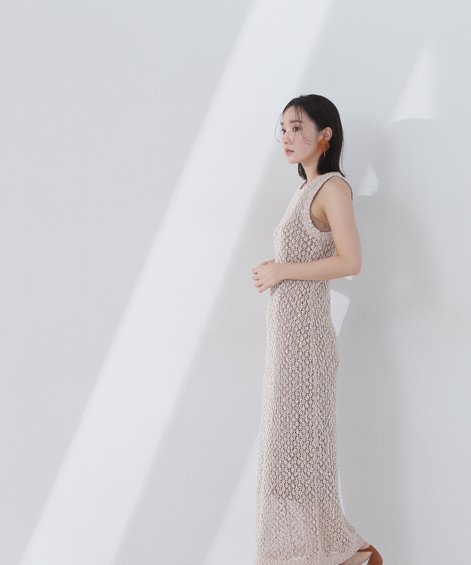  「メッシュナローニットワンピース」|ワンピース|