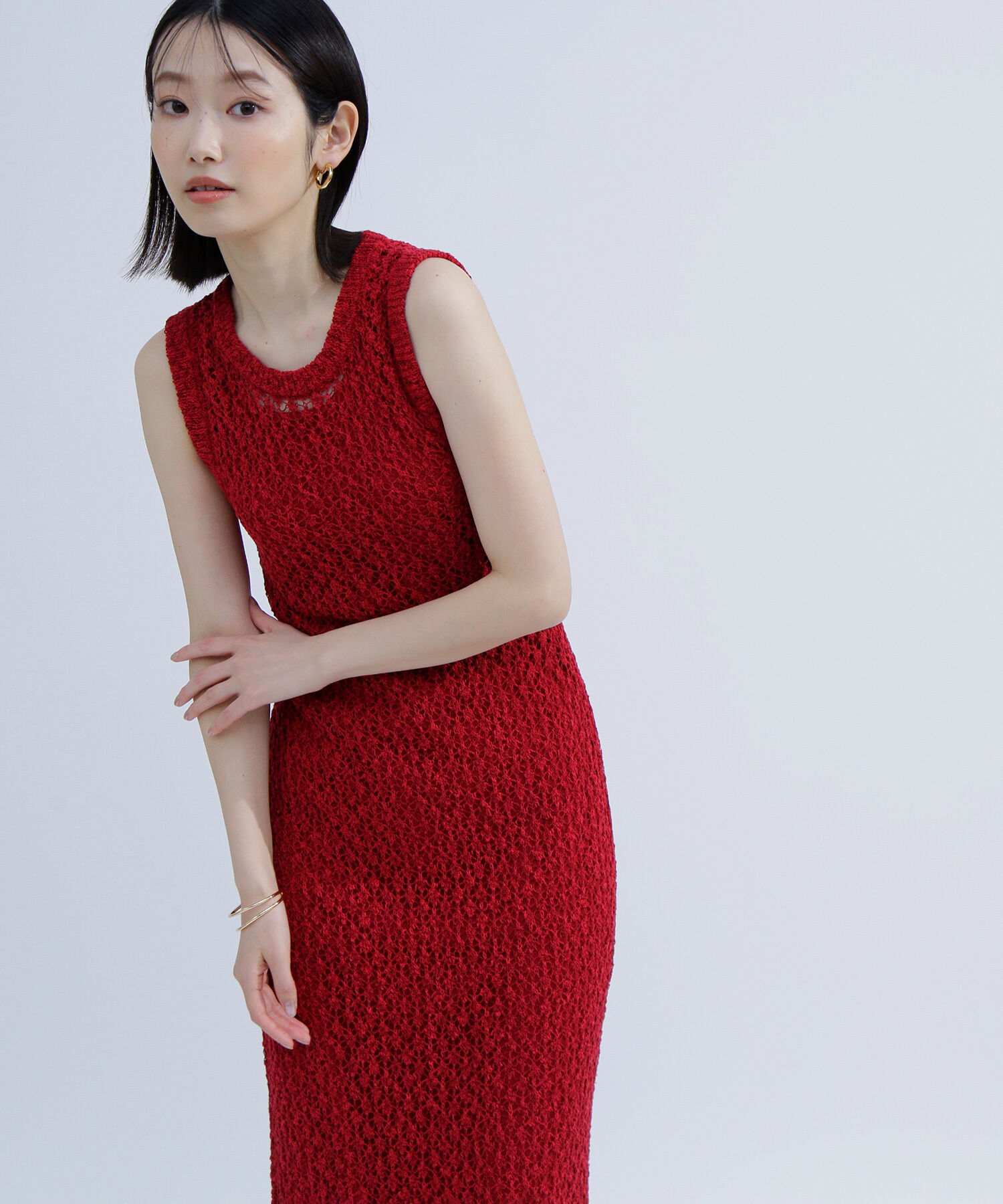  「メッシュナローニットワンピース」|ワンピース|