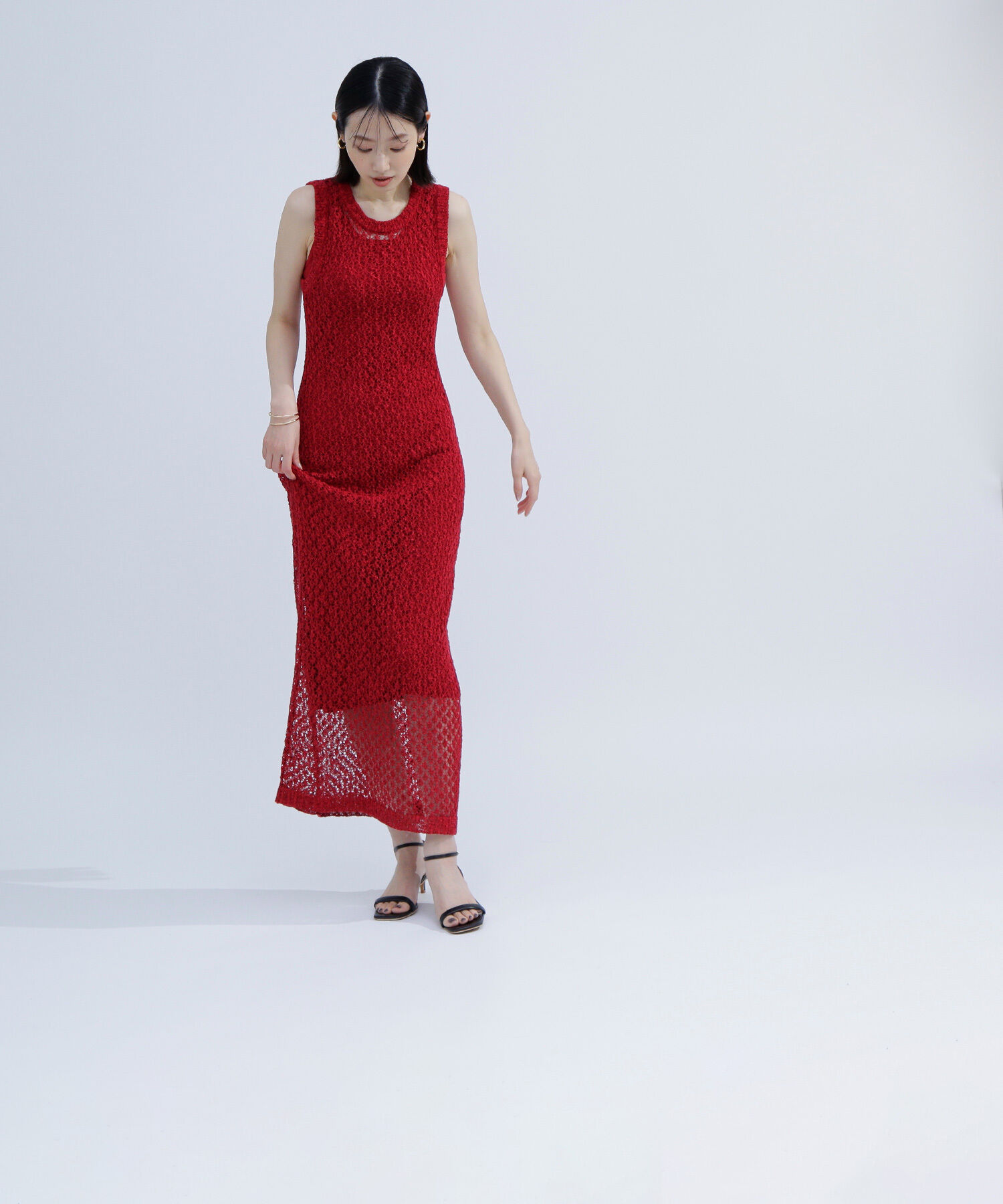  「メッシュナローニットワンピース」|ワンピース|