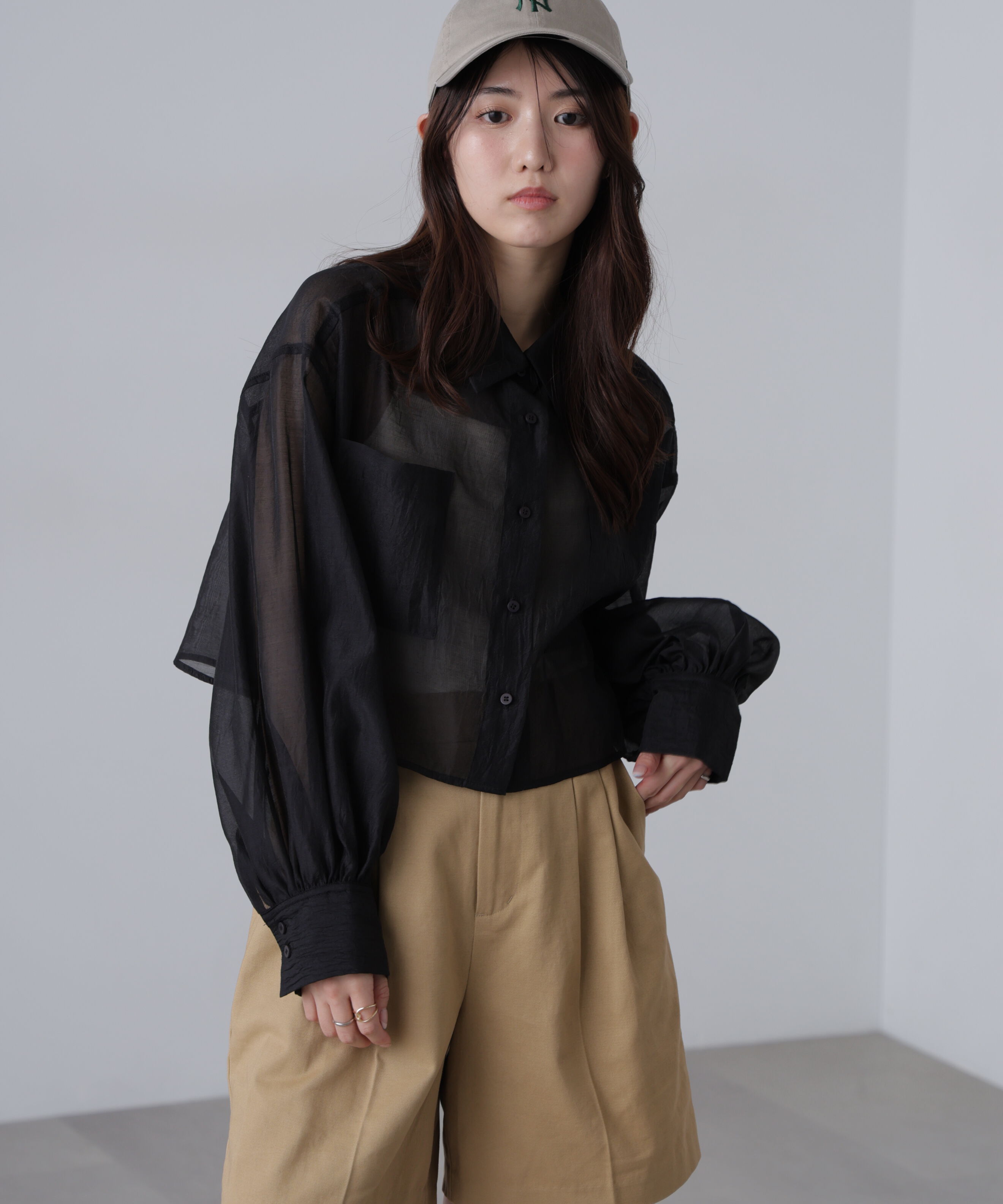  「シアーオーガンジーショート丈シャツ」|シャツ・ブラウス|