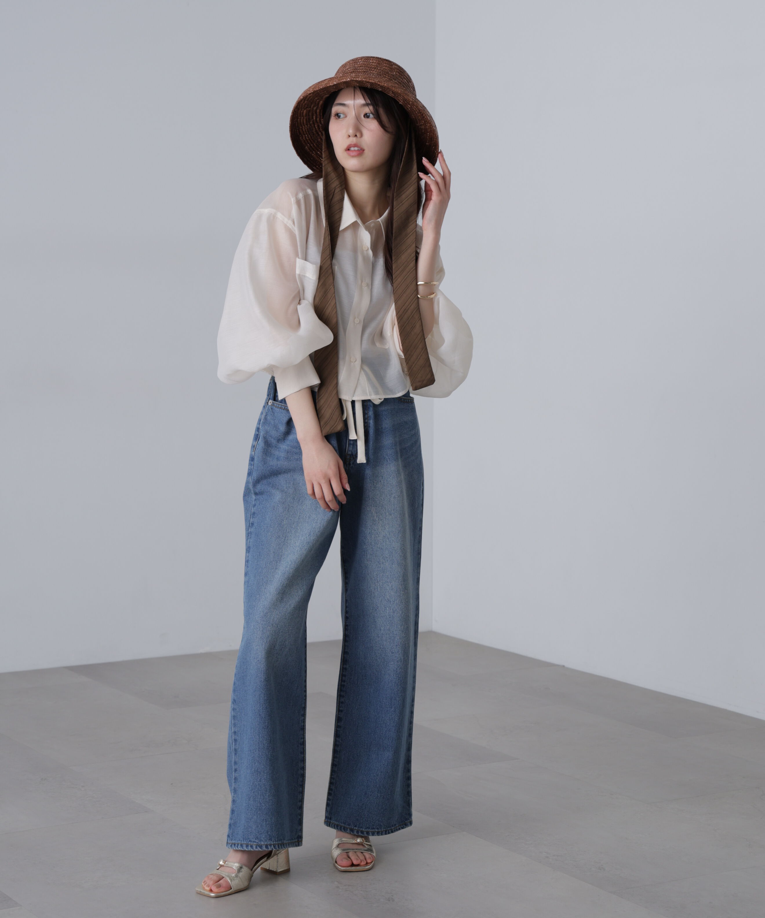  「シアーオーガンジーショート丈シャツ」|シャツ・ブラウス|