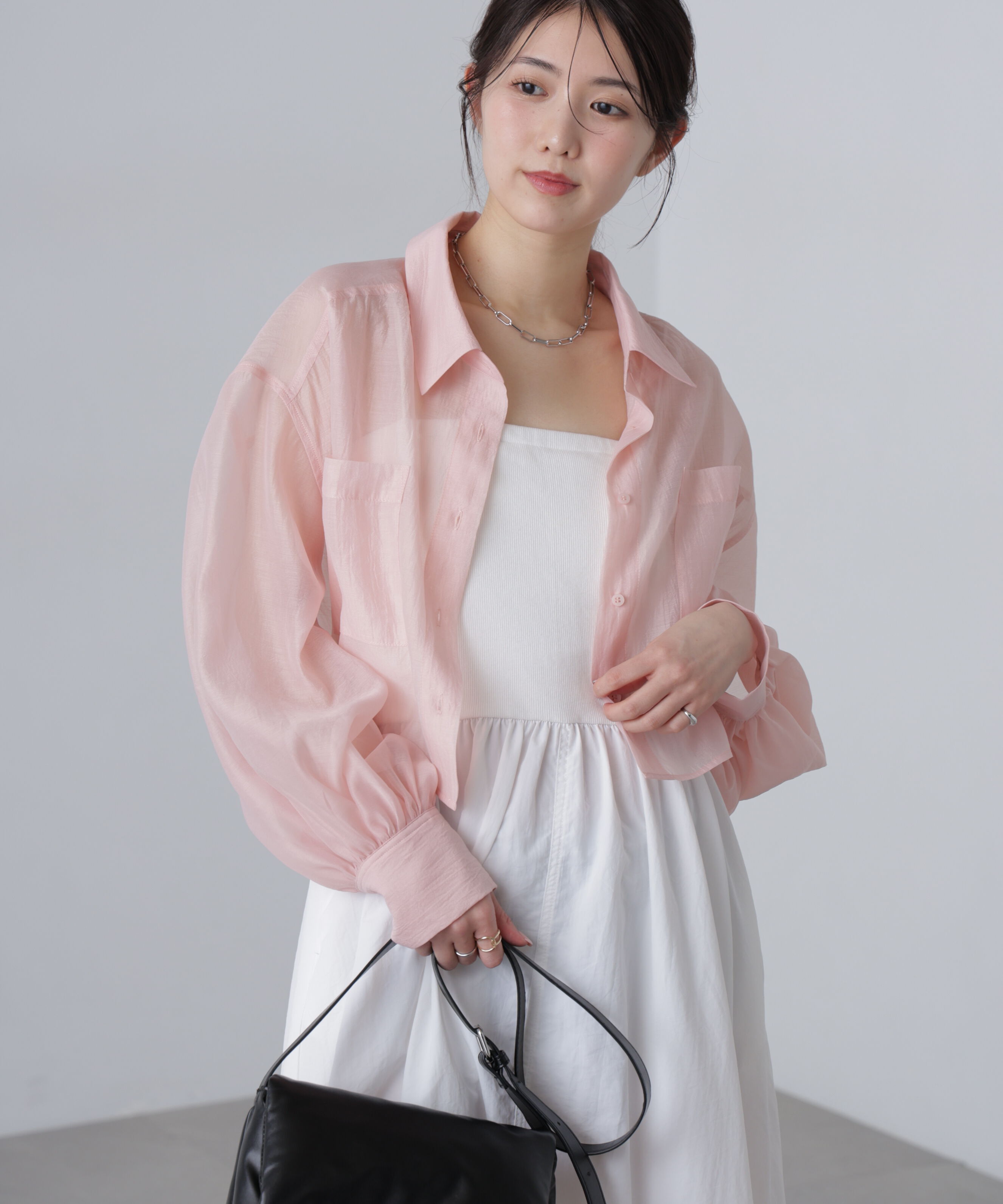  「シアーオーガンジーショート丈シャツ」|シャツ・ブラウス|