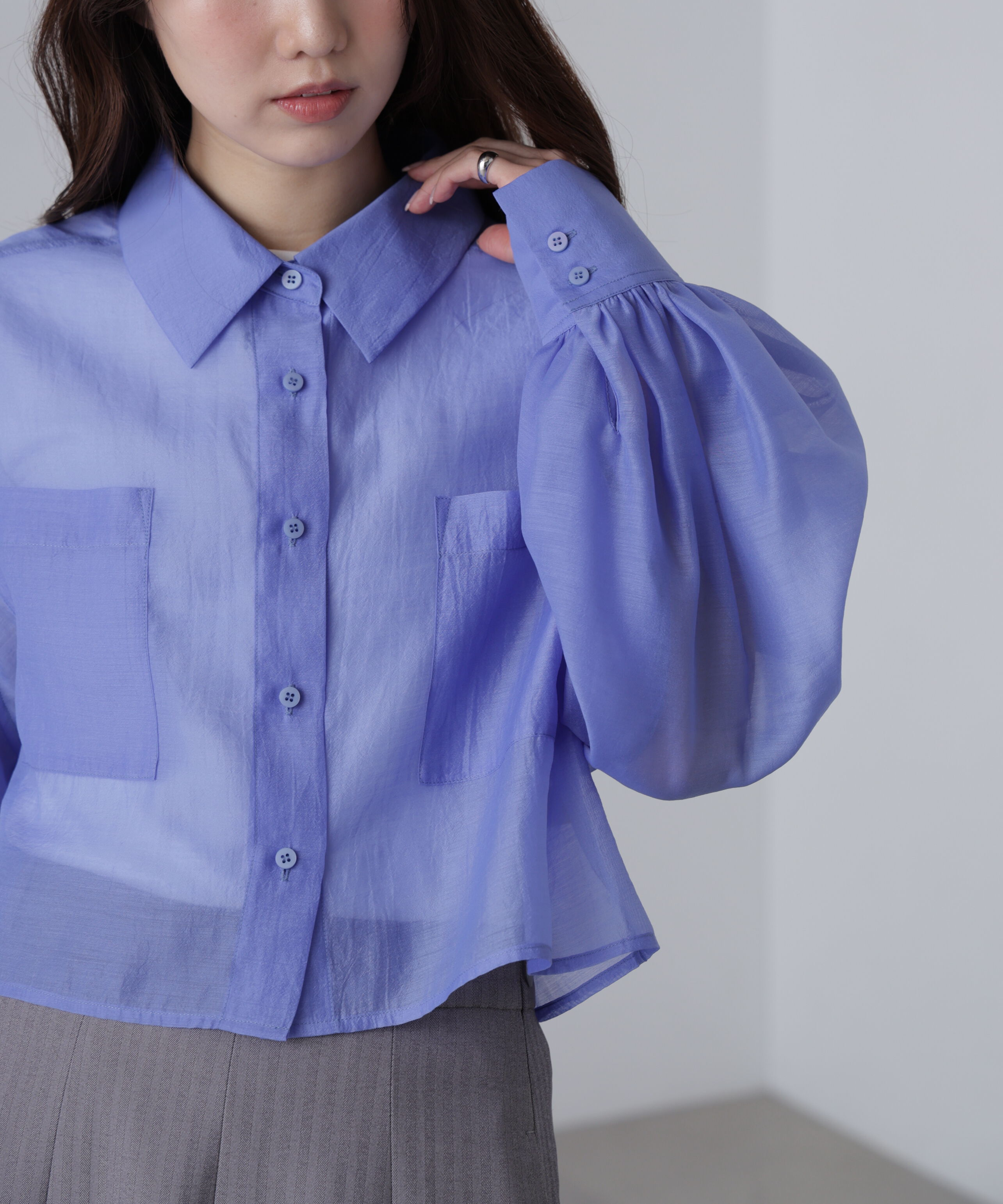  「シアーオーガンジーショート丈シャツ」|シャツ・ブラウス|