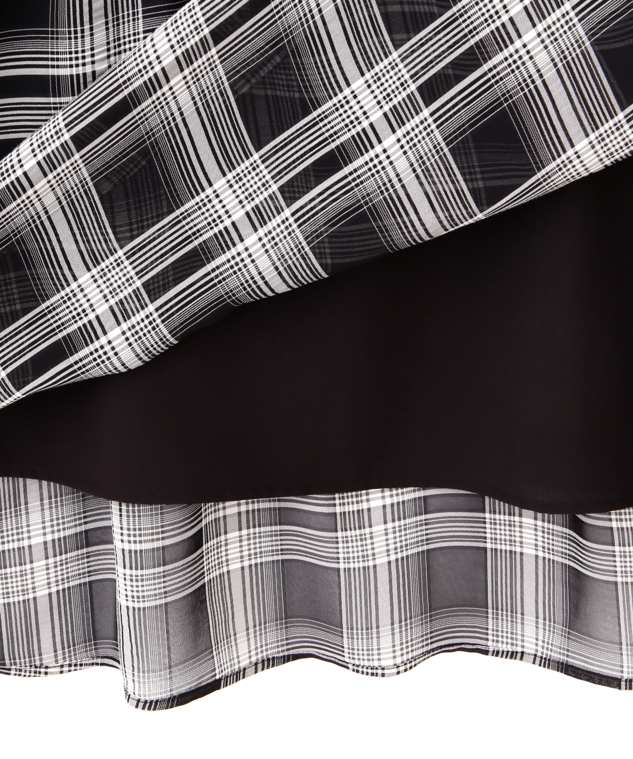  「シアーチェックボリュームフリルワンピース」|ワンピース|