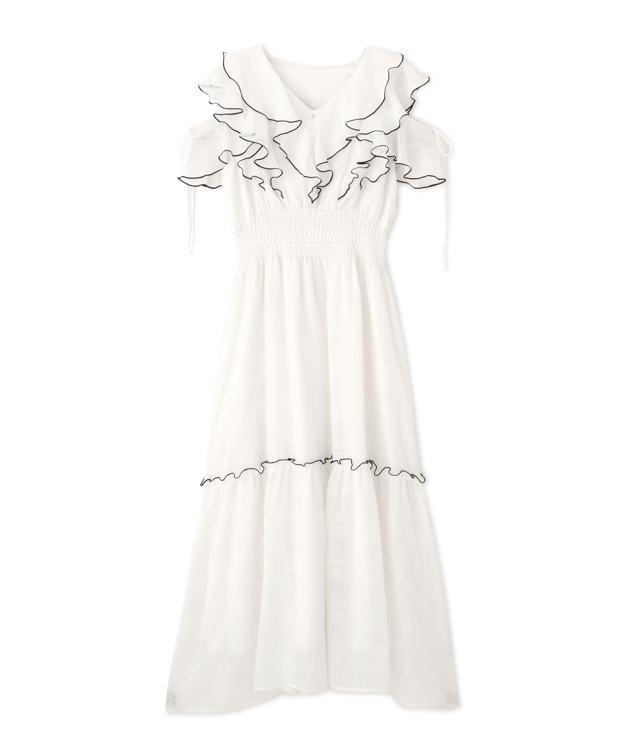  「シアーチェックボリュームフリルワンピース」|ワンピース|