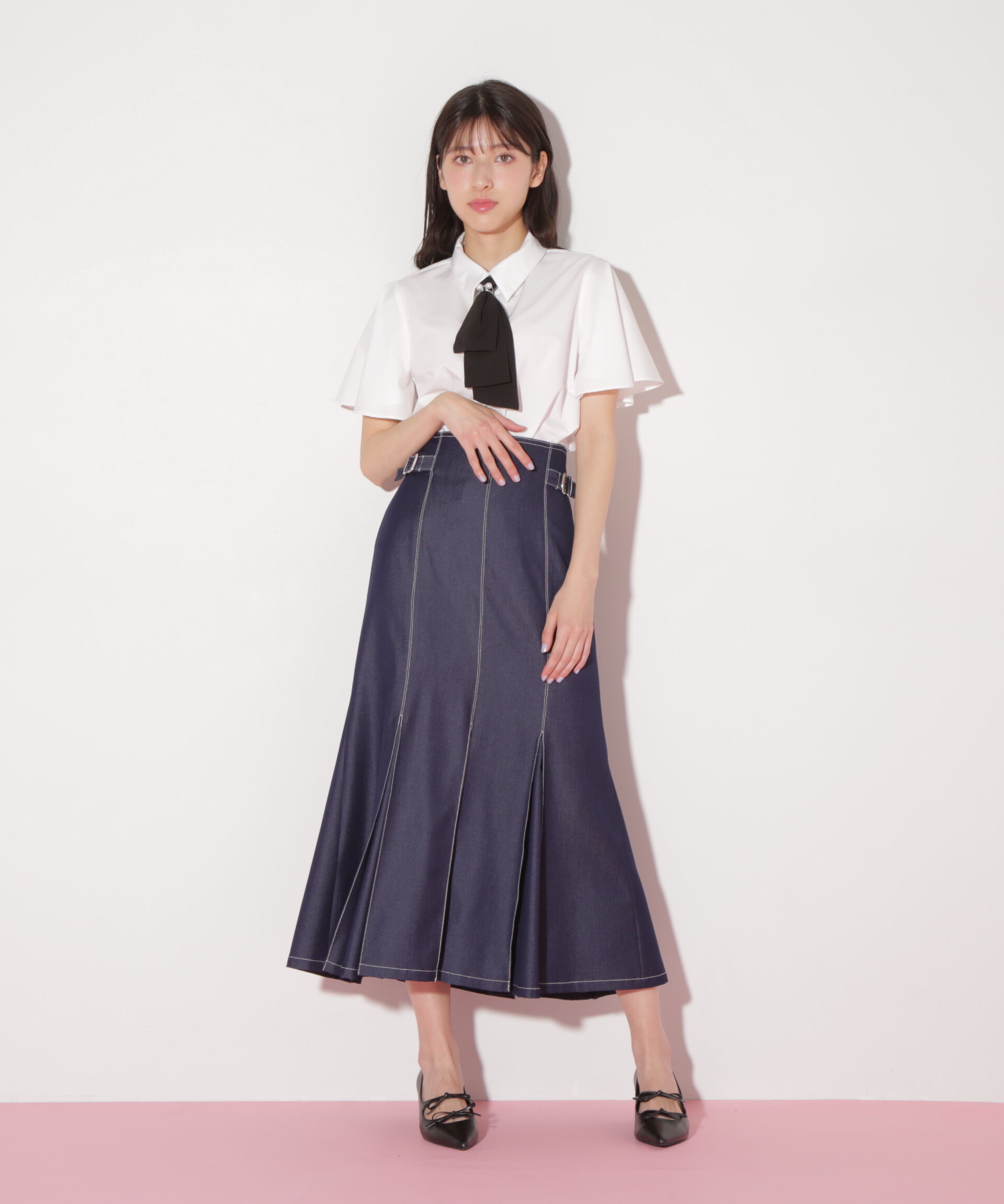  「配色ボウタイブラウス」|シャツ・ブラウス|