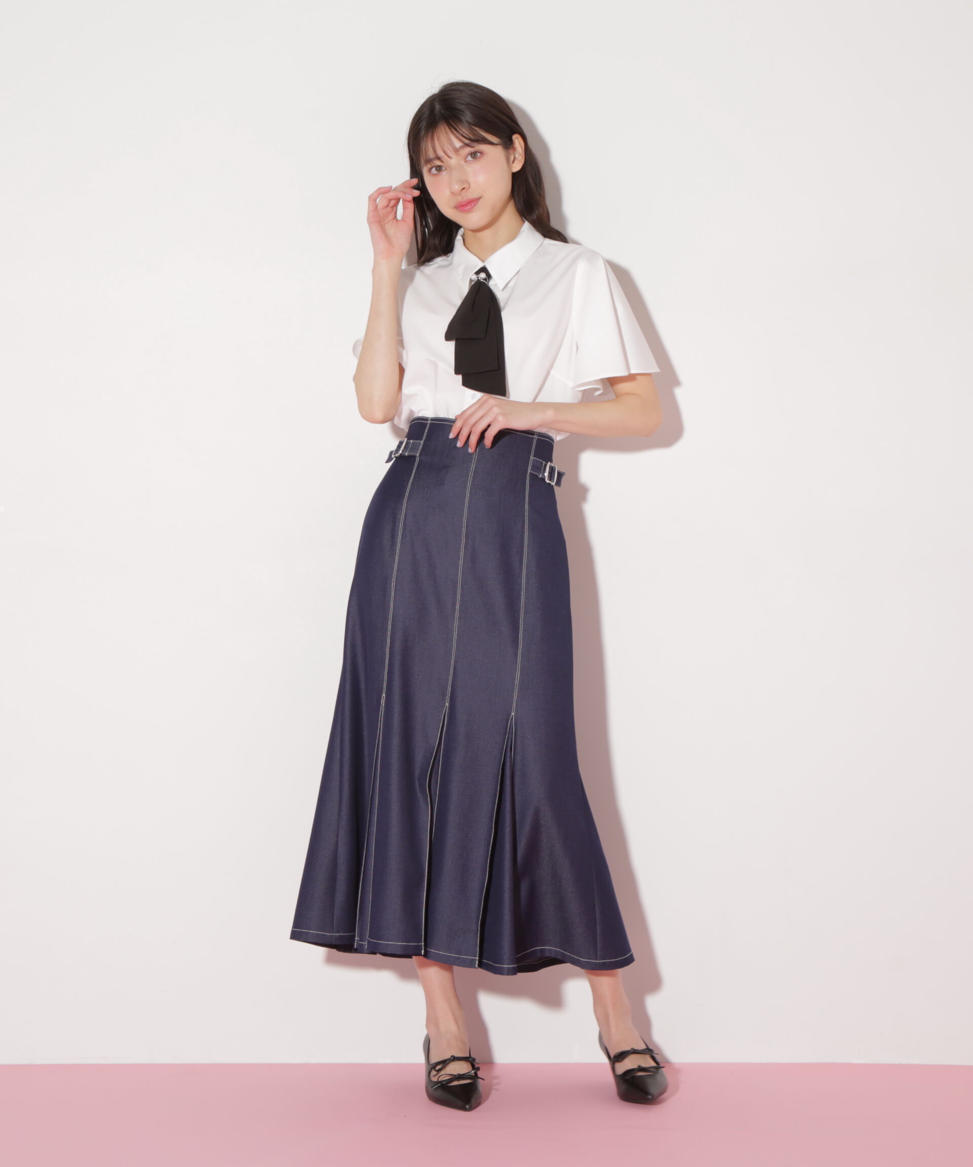  「配色ボウタイブラウス」|シャツ・ブラウス|