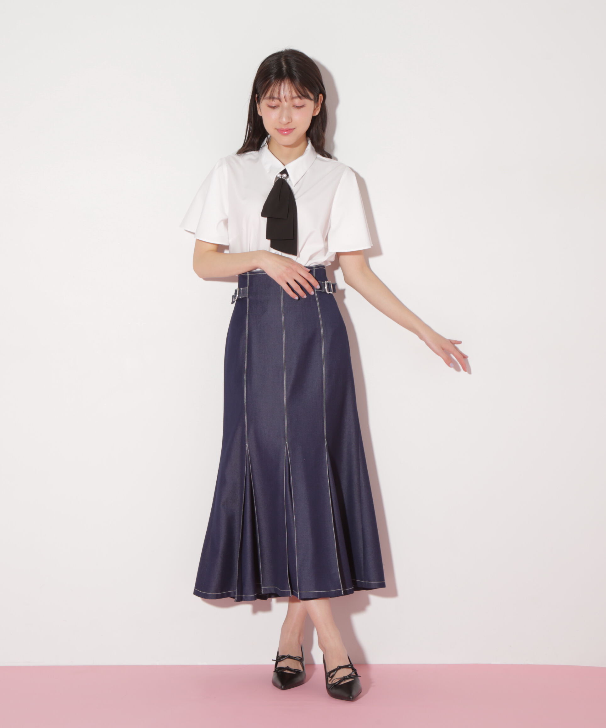  「配色ボウタイブラウス」|シャツ・ブラウス|