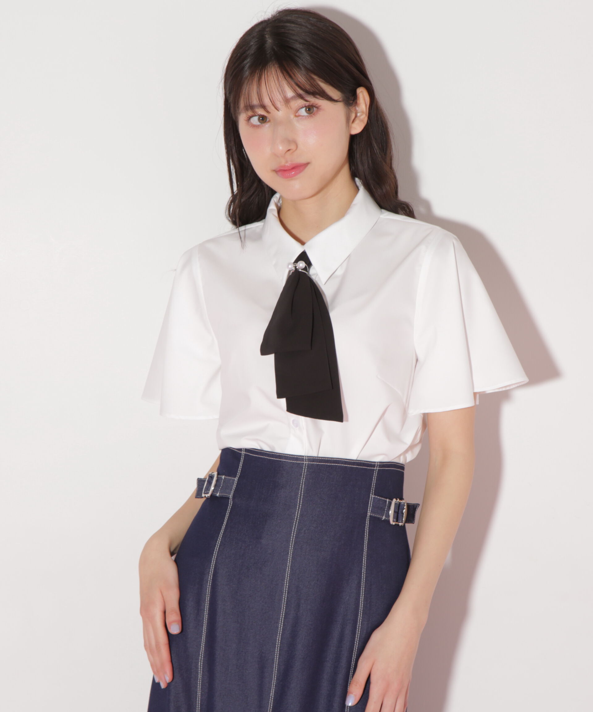  「配色ボウタイブラウス」|シャツ・ブラウス|
