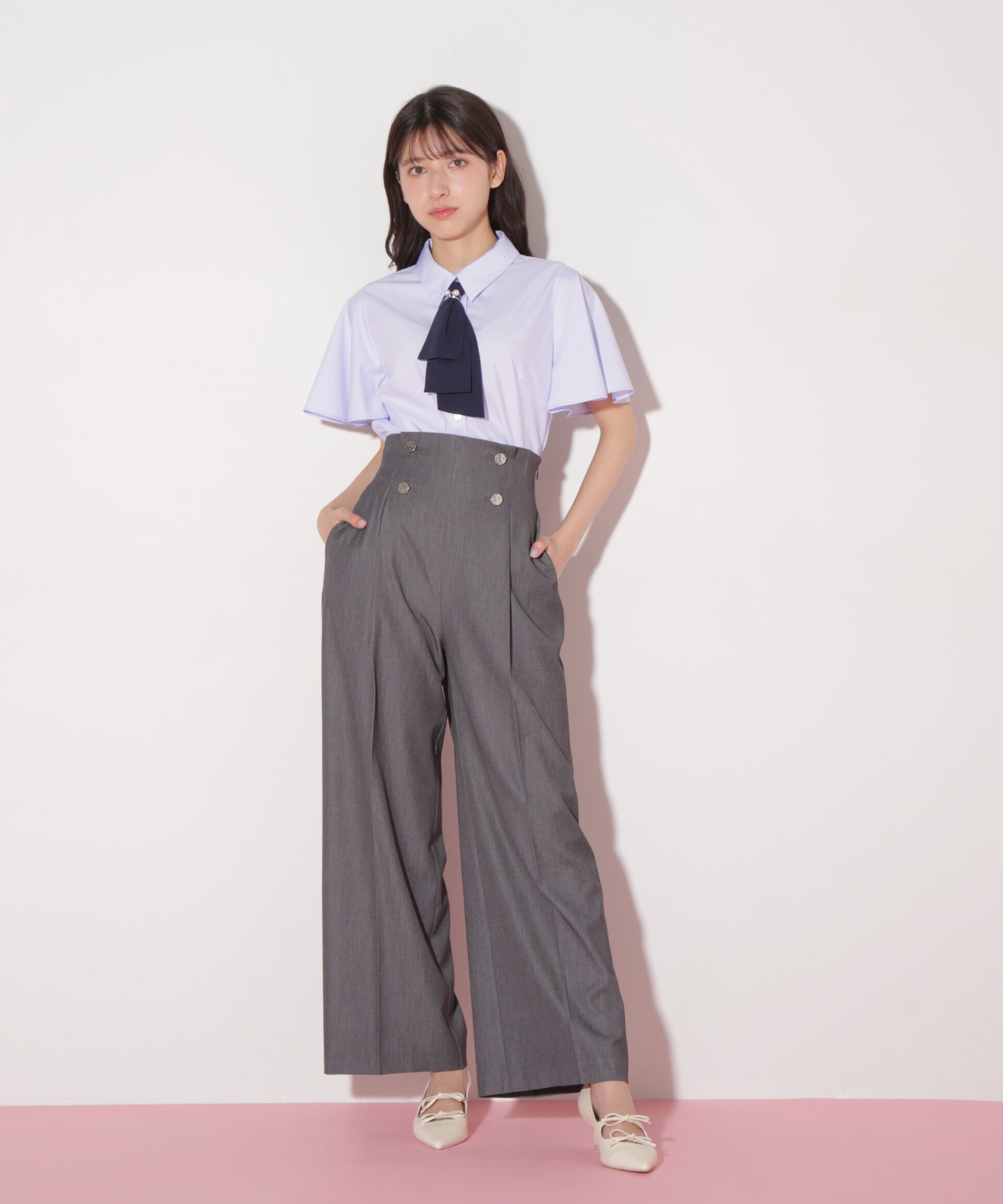  「配色ボウタイブラウス」|シャツ・ブラウス|