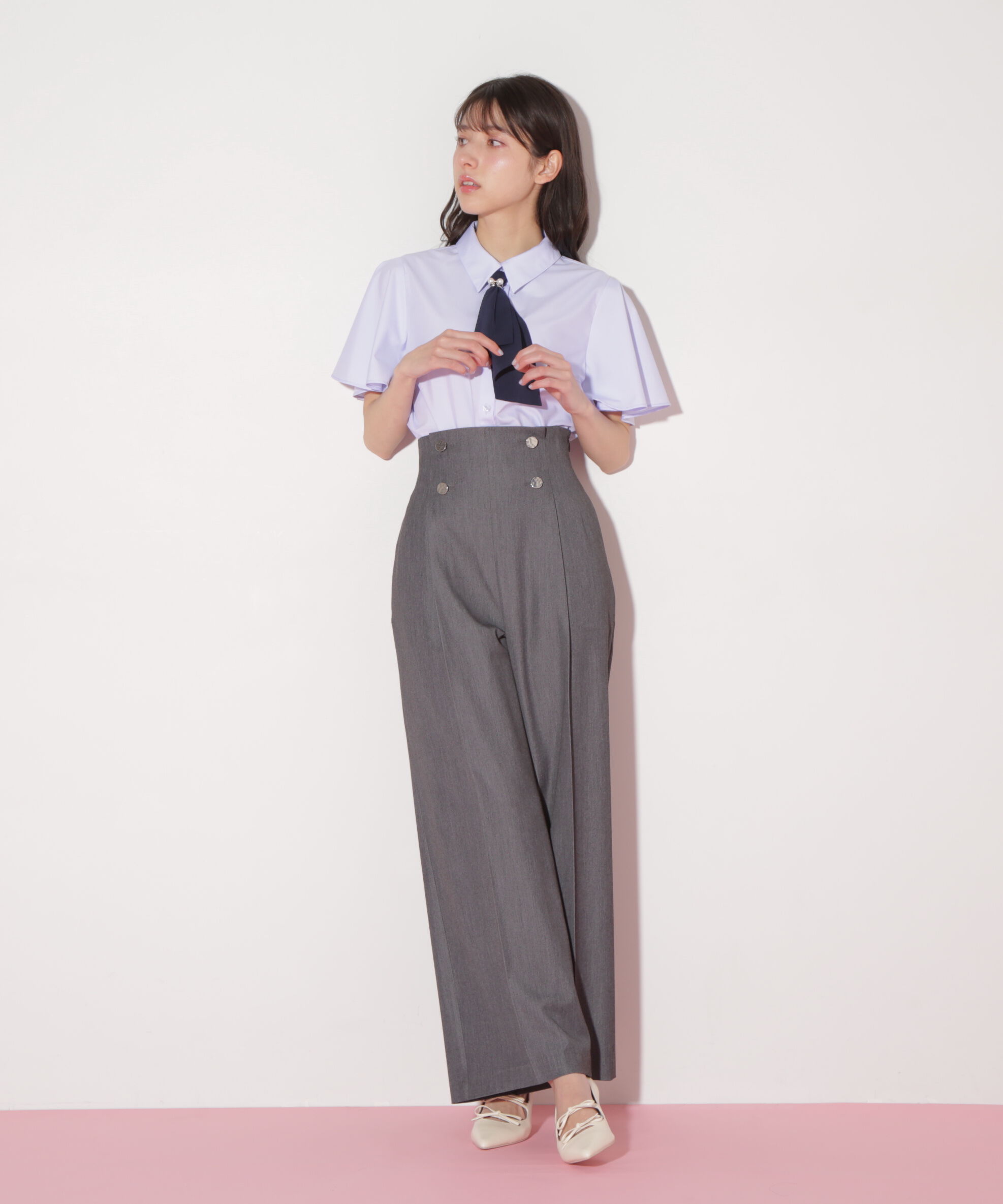  「配色ボウタイブラウス」|シャツ・ブラウス|