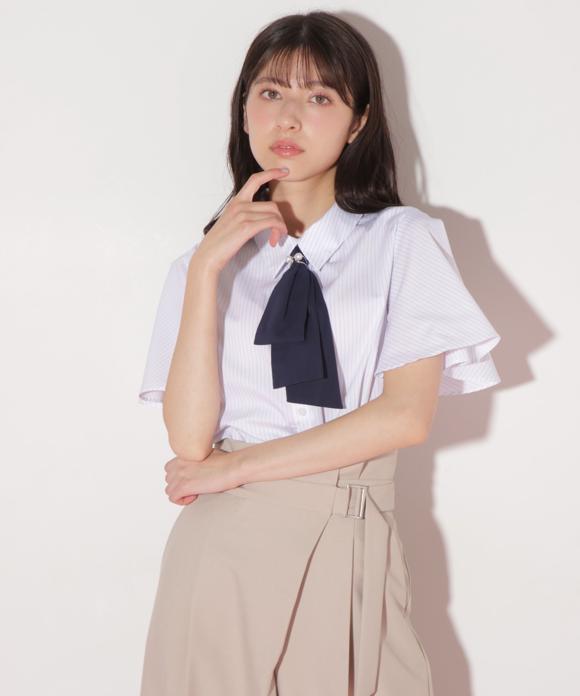  「配色ボウタイブラウス」|シャツ・ブラウス|