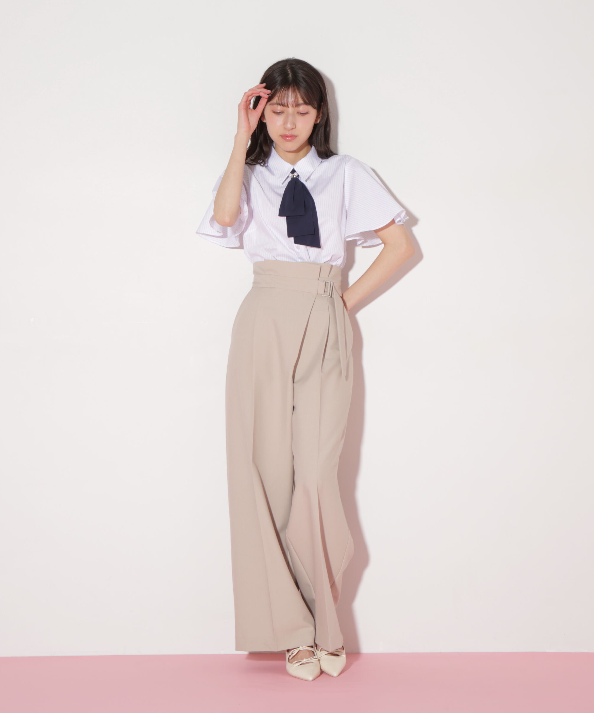  「配色ボウタイブラウス」|シャツ・ブラウス|