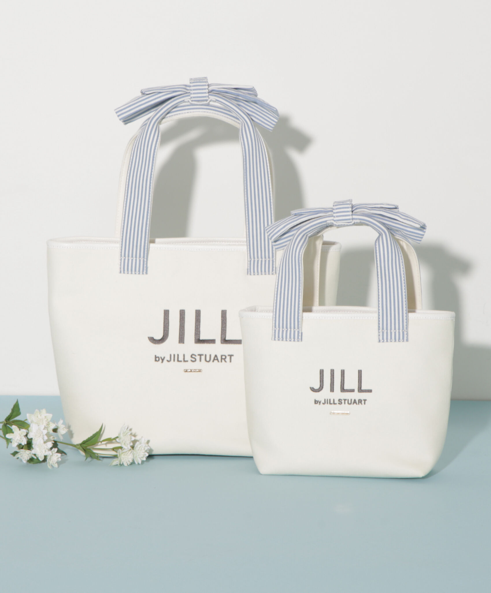  「デタッチャブルリボントート大」|その他|ホワイト&times;ブル