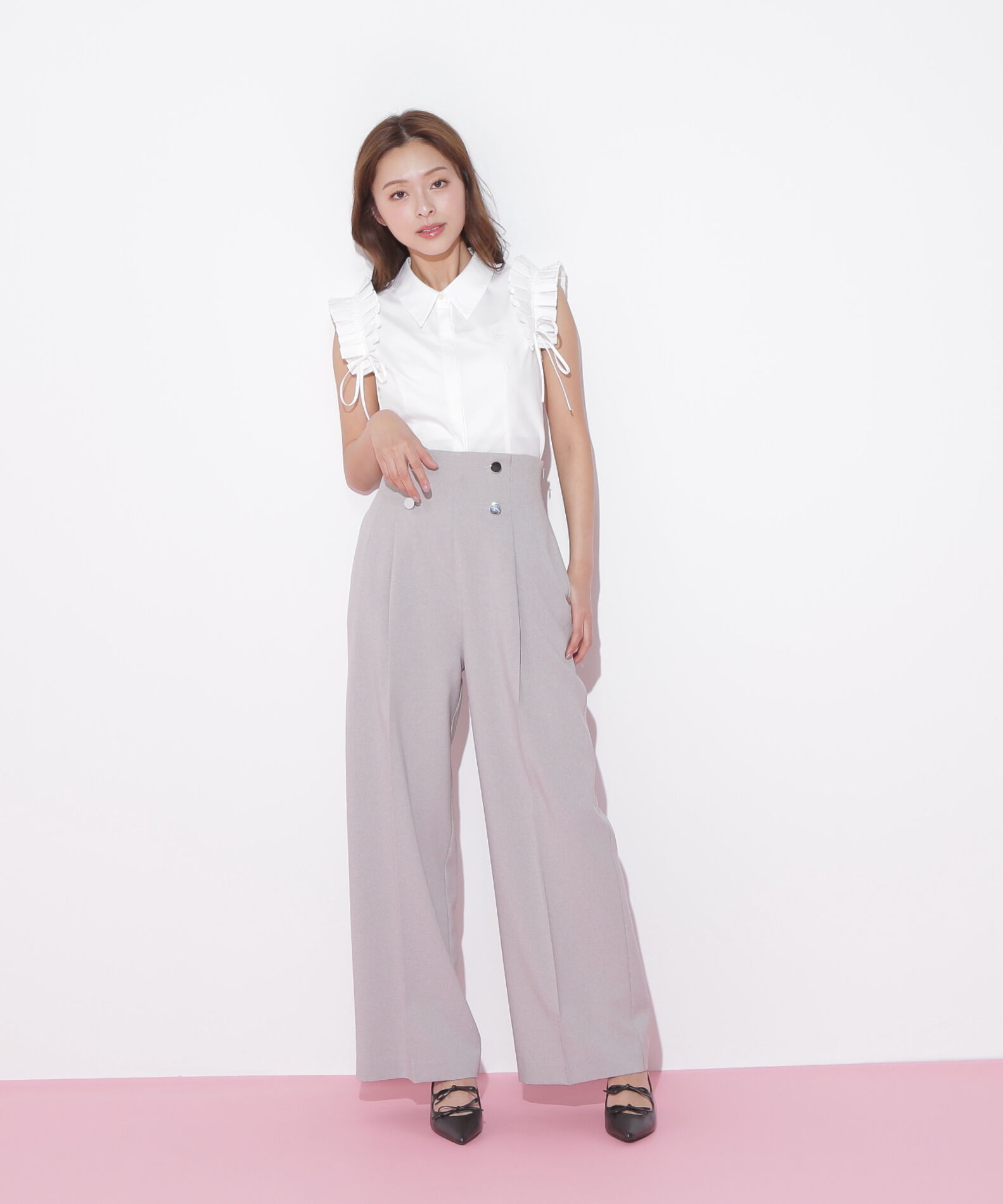  「ショルダーフリルブラウス」|シャツ・ブラウス|