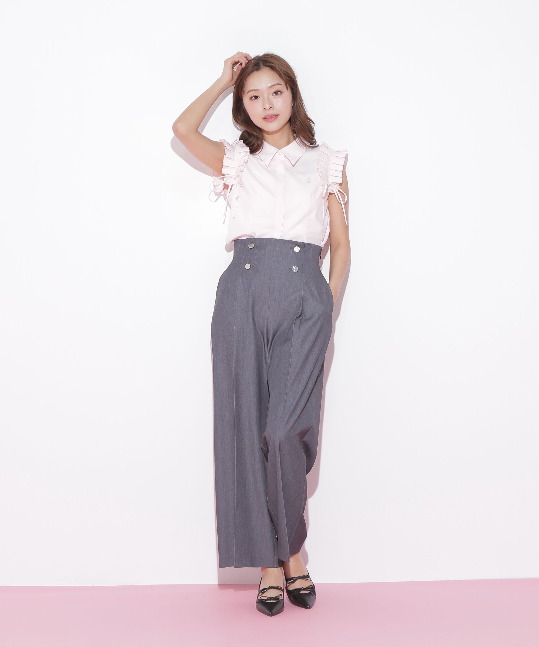  「ショルダーフリルブラウス」|シャツ・ブラウス|