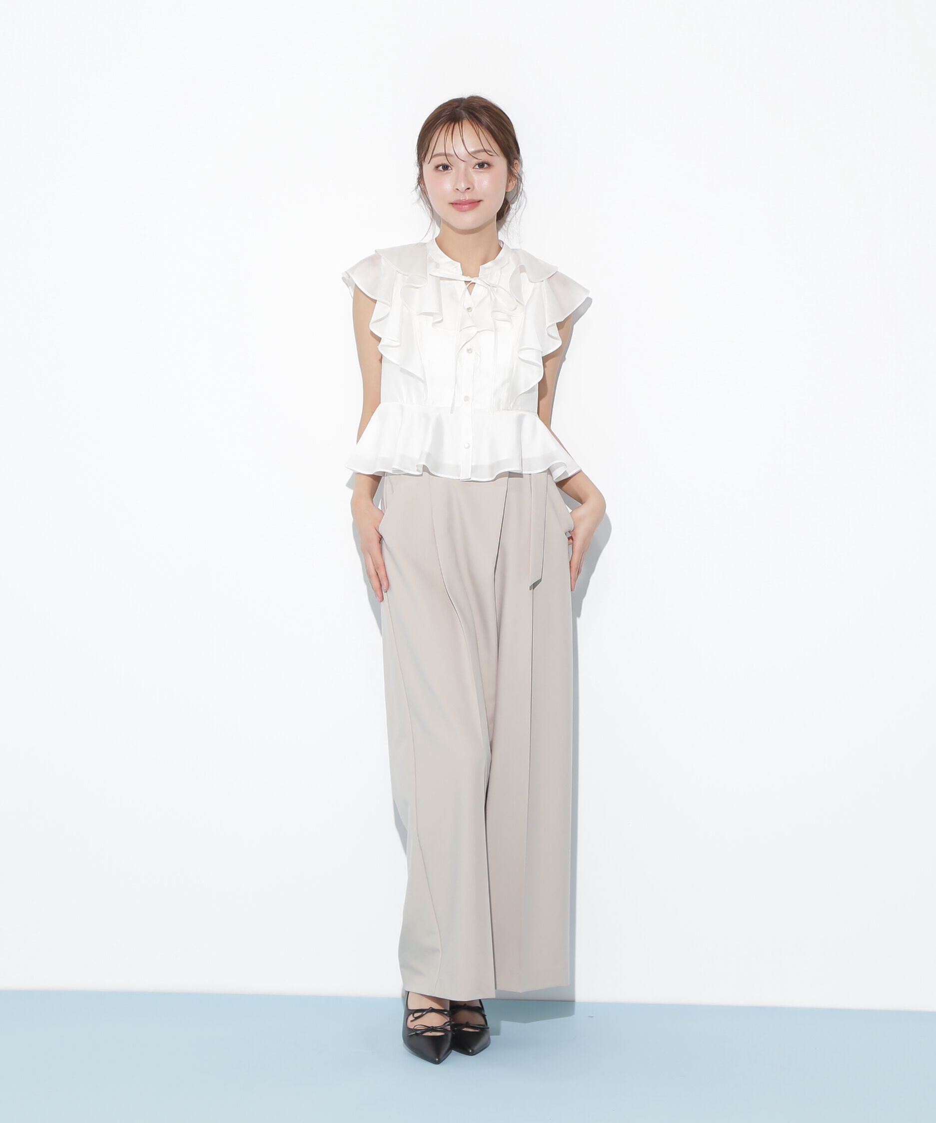  「ペプラムラッフルブラウス」|シャツ・ブラウス|