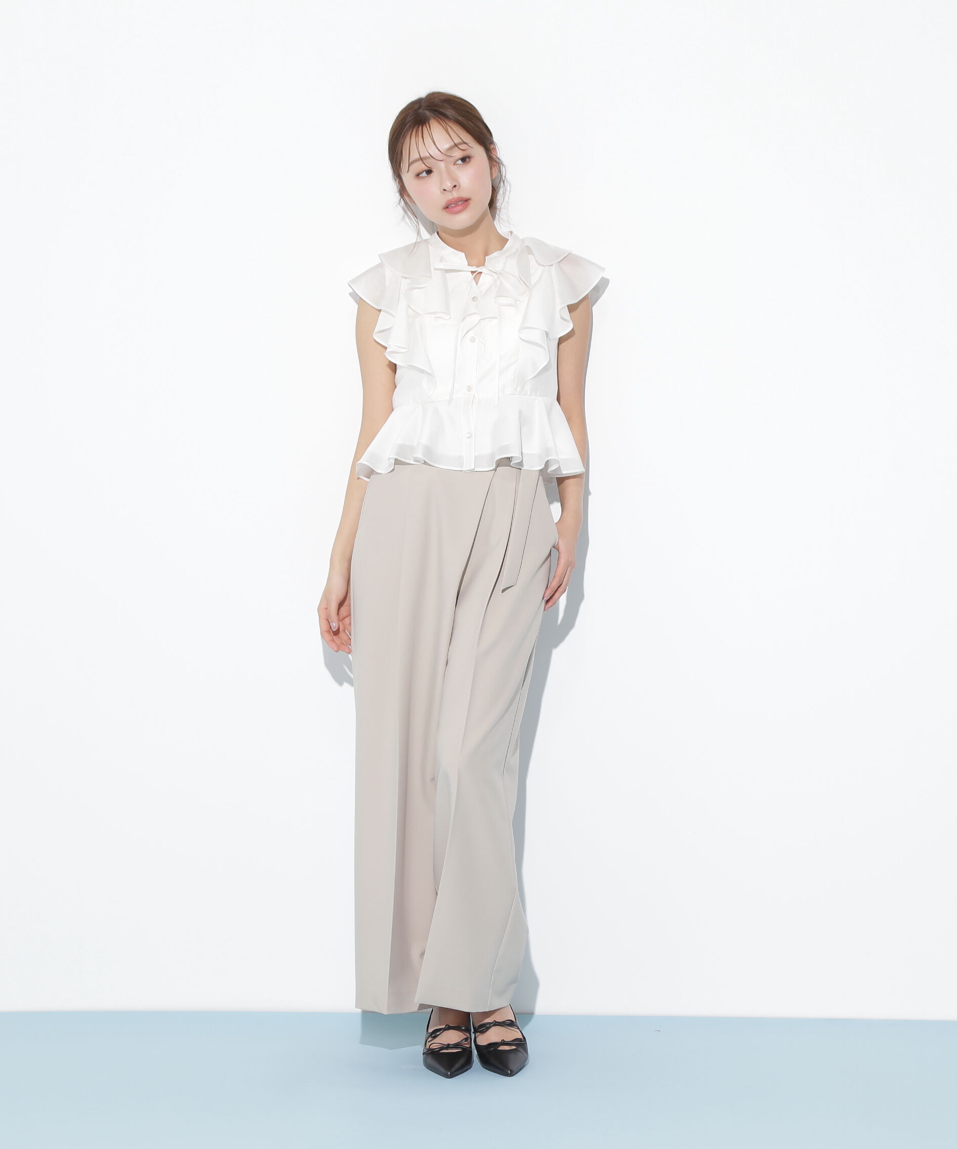  「ペプラムラッフルブラウス」|シャツ・ブラウス|