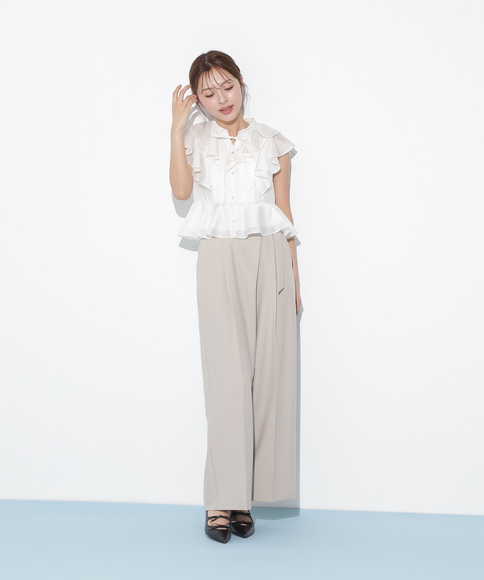  「ペプラムラッフルブラウス」|シャツ・ブラウス|