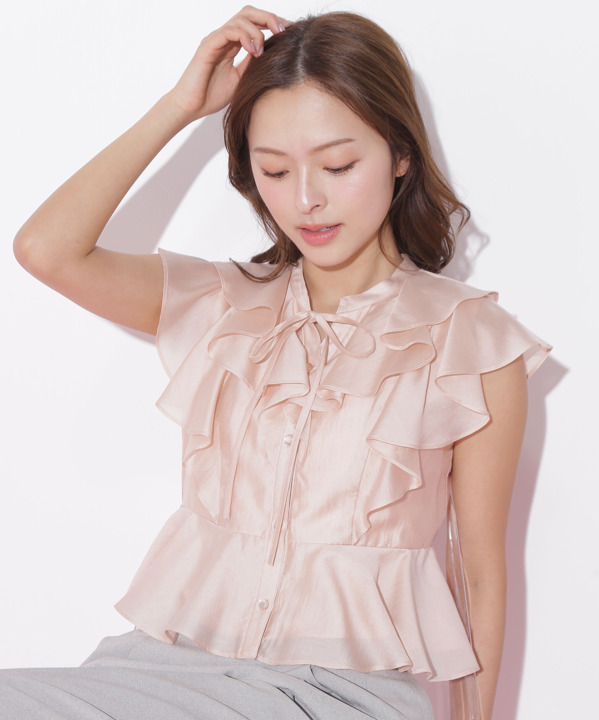  「ペプラムラッフルブラウス」|シャツ・ブラウス|