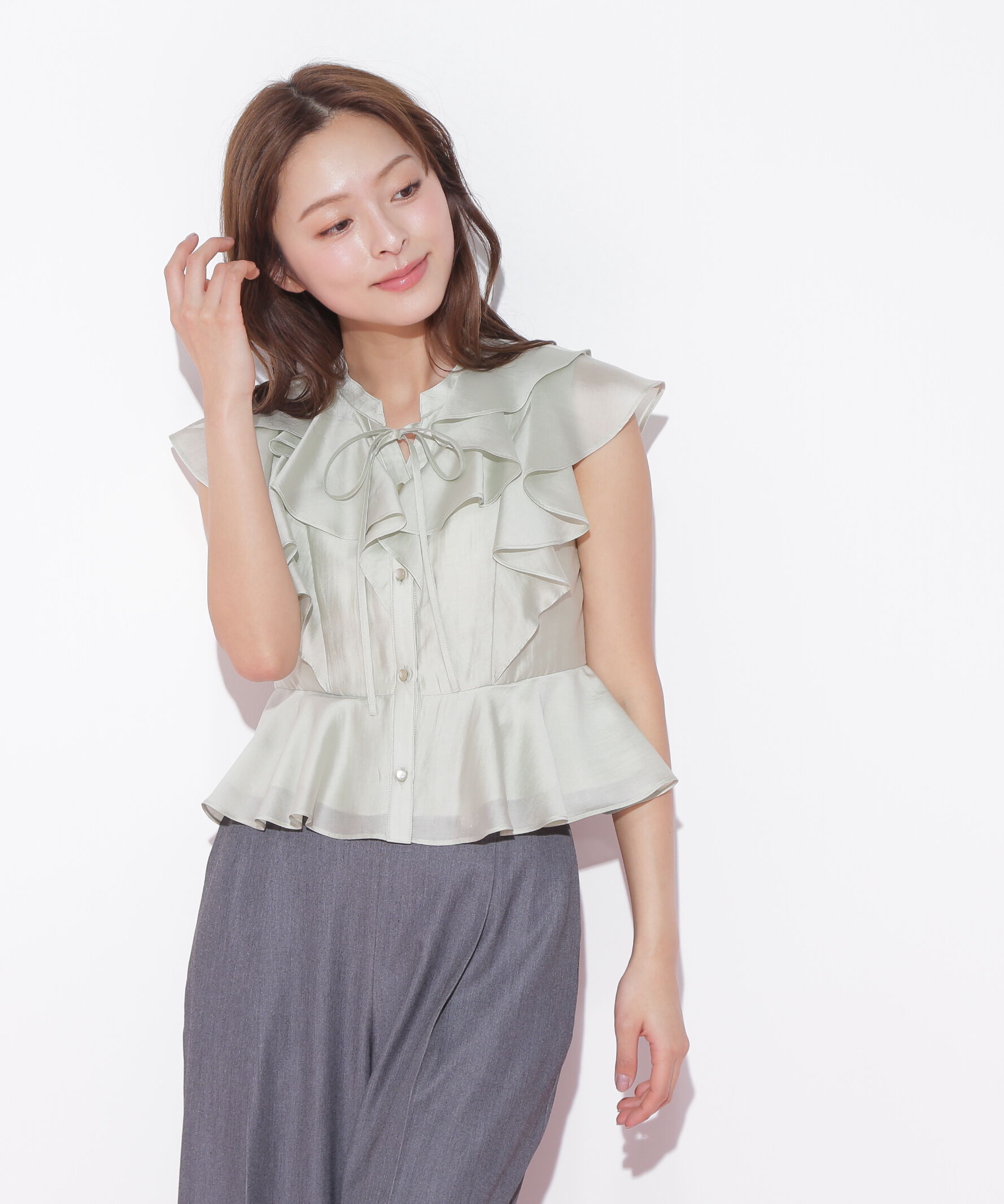  「ペプラムラッフルブラウス」|シャツ・ブラウス|