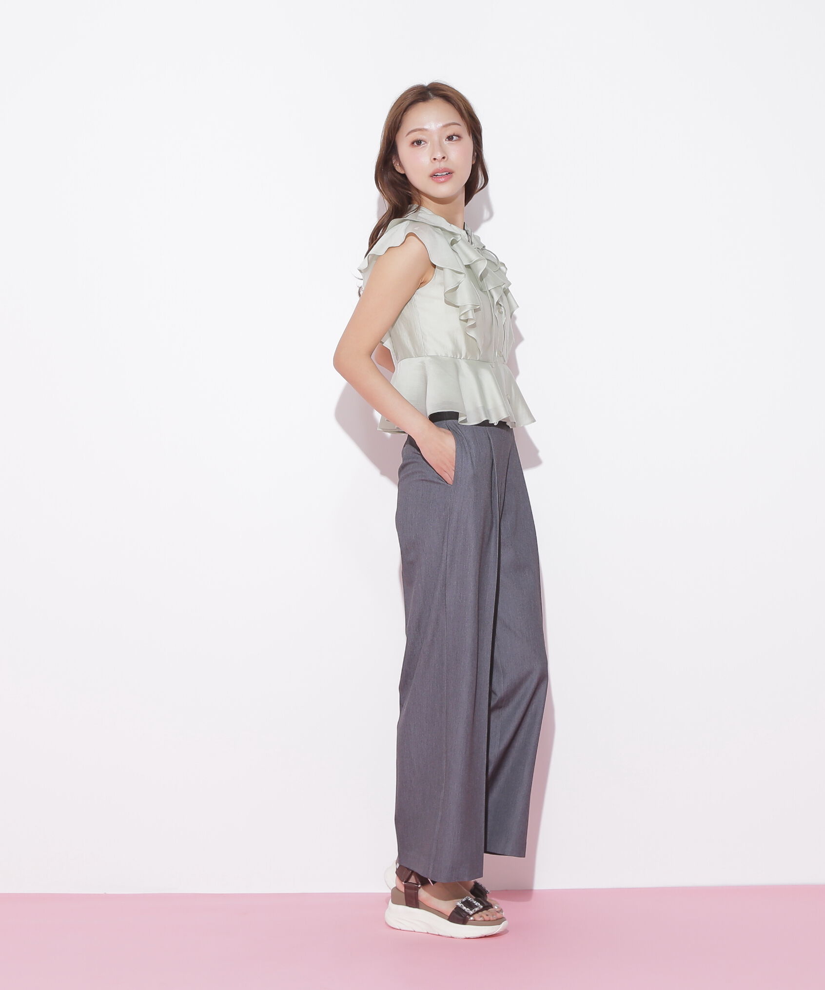  「ペプラムラッフルブラウス」|シャツ・ブラウス|