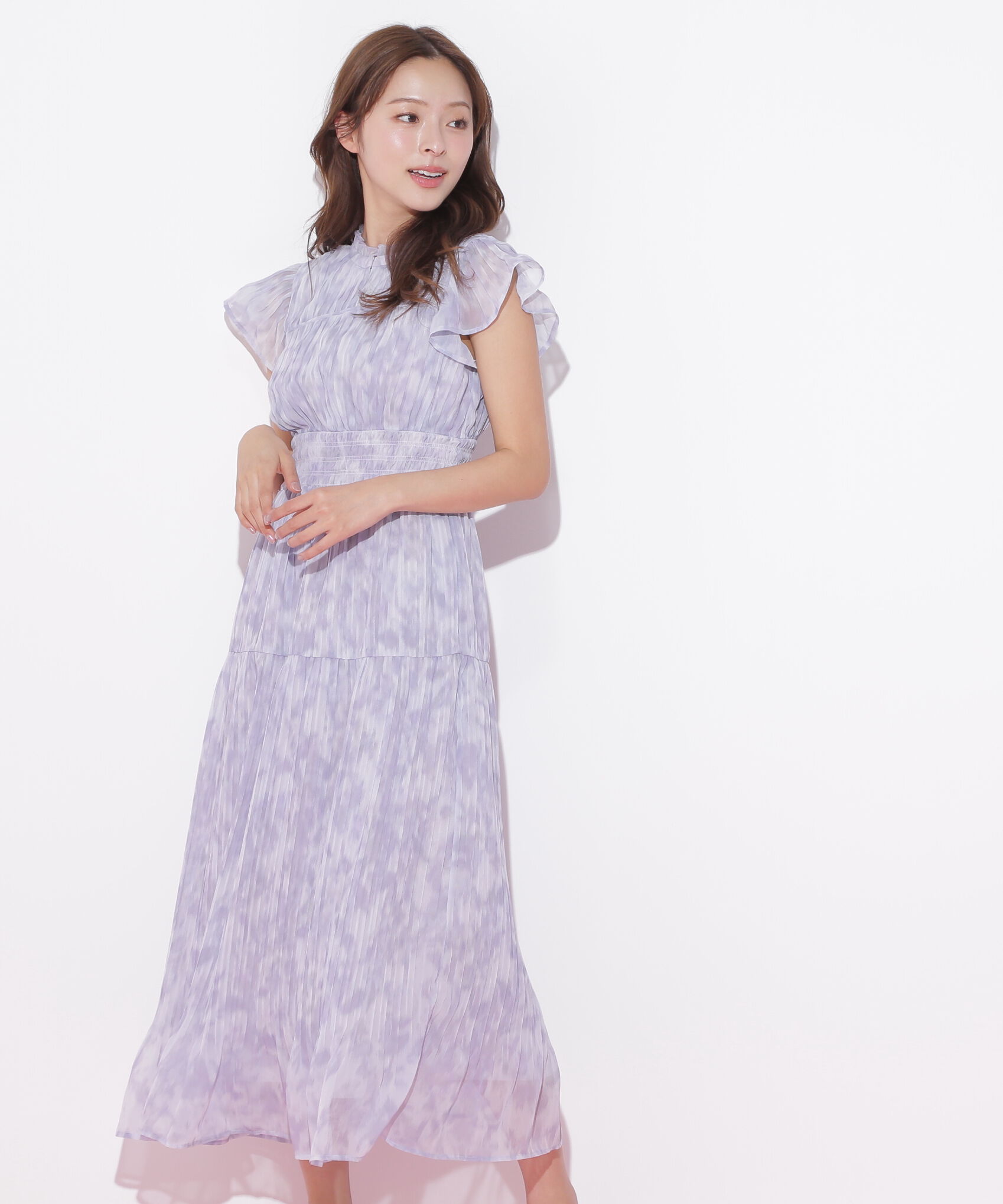  「スリットネックプリーツワンピース」|ワンピース|