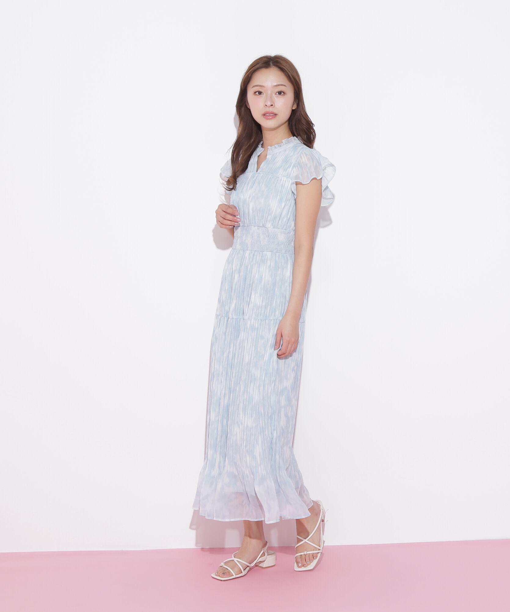  「スリットネックプリーツワンピース」|ワンピース|