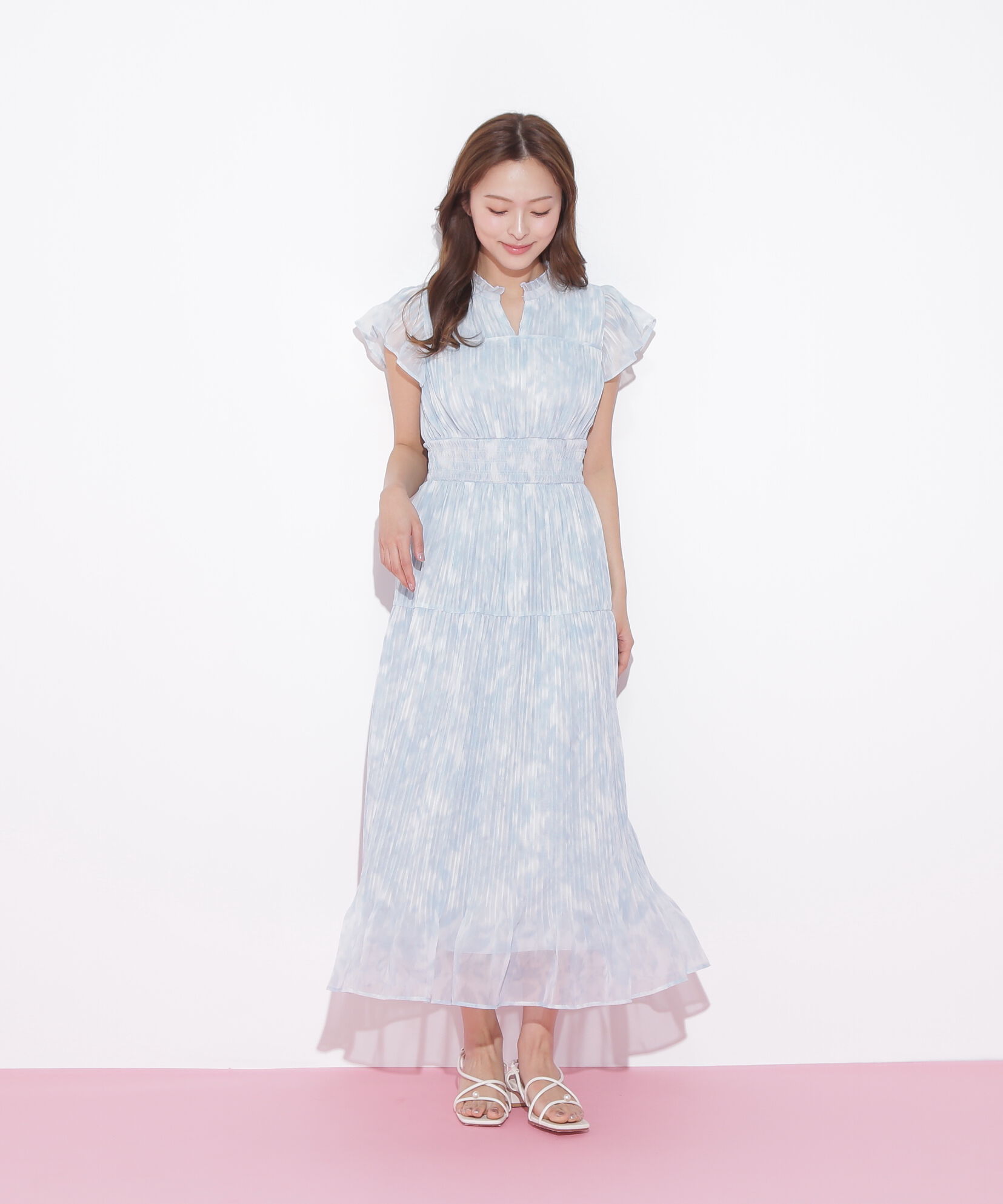  「スリットネックプリーツワンピース」|ワンピース|