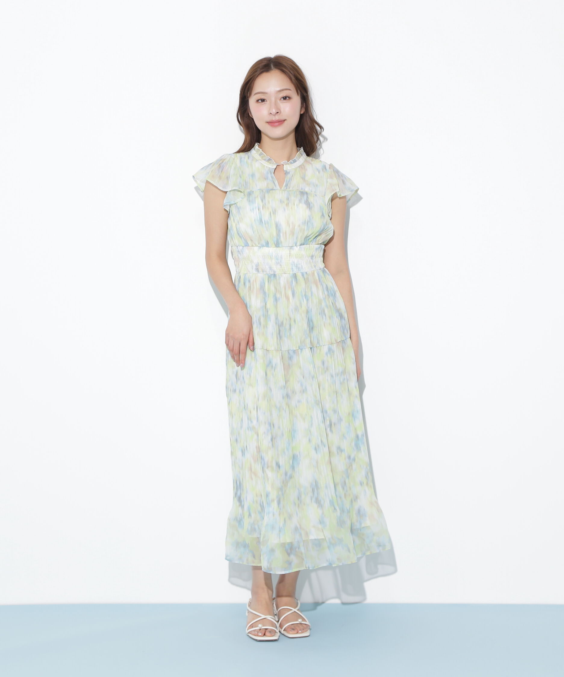  「スリットネックプリーツワンピース」|ワンピース|