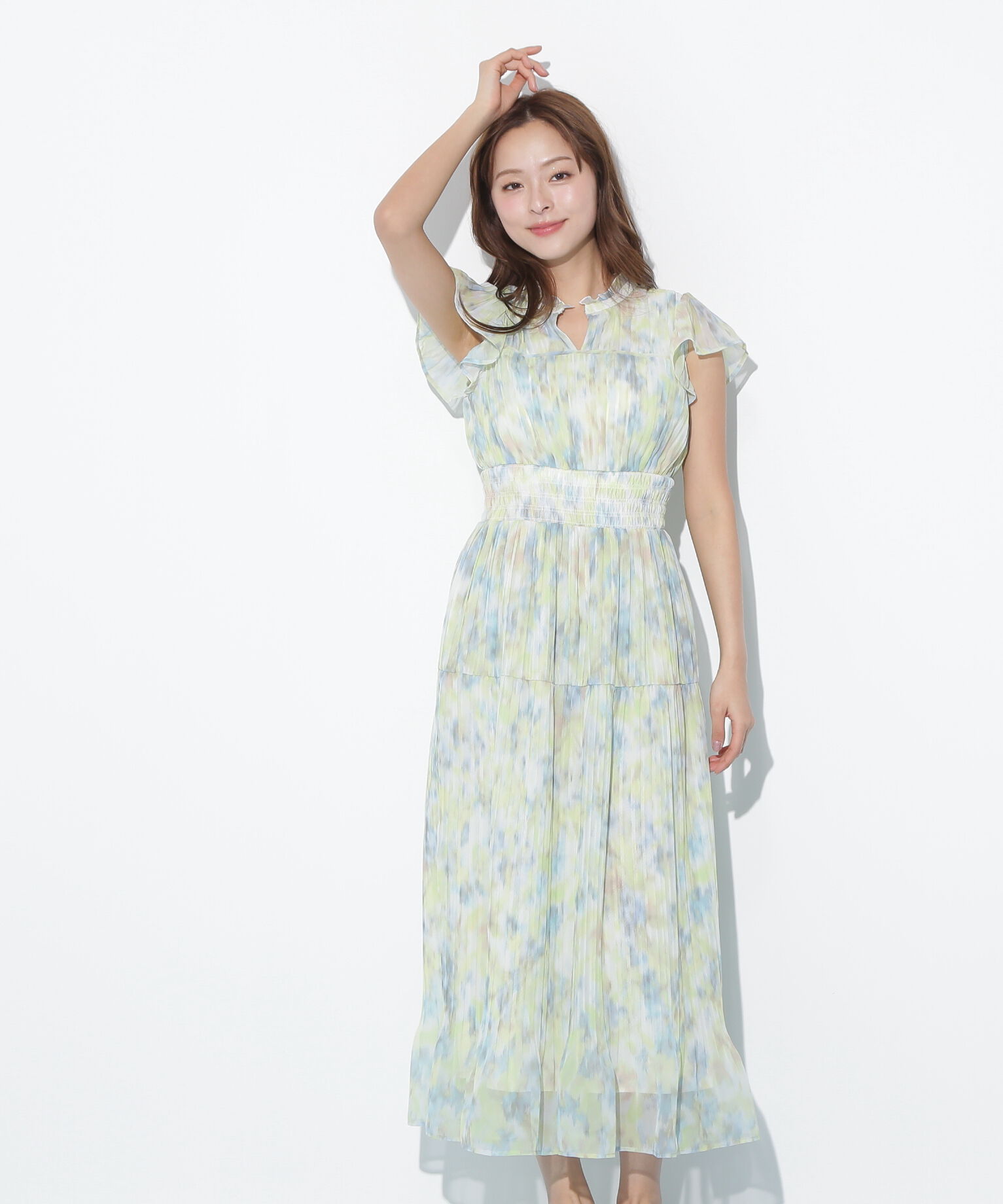  「スリットネックプリーツワンピース」|ワンピース|