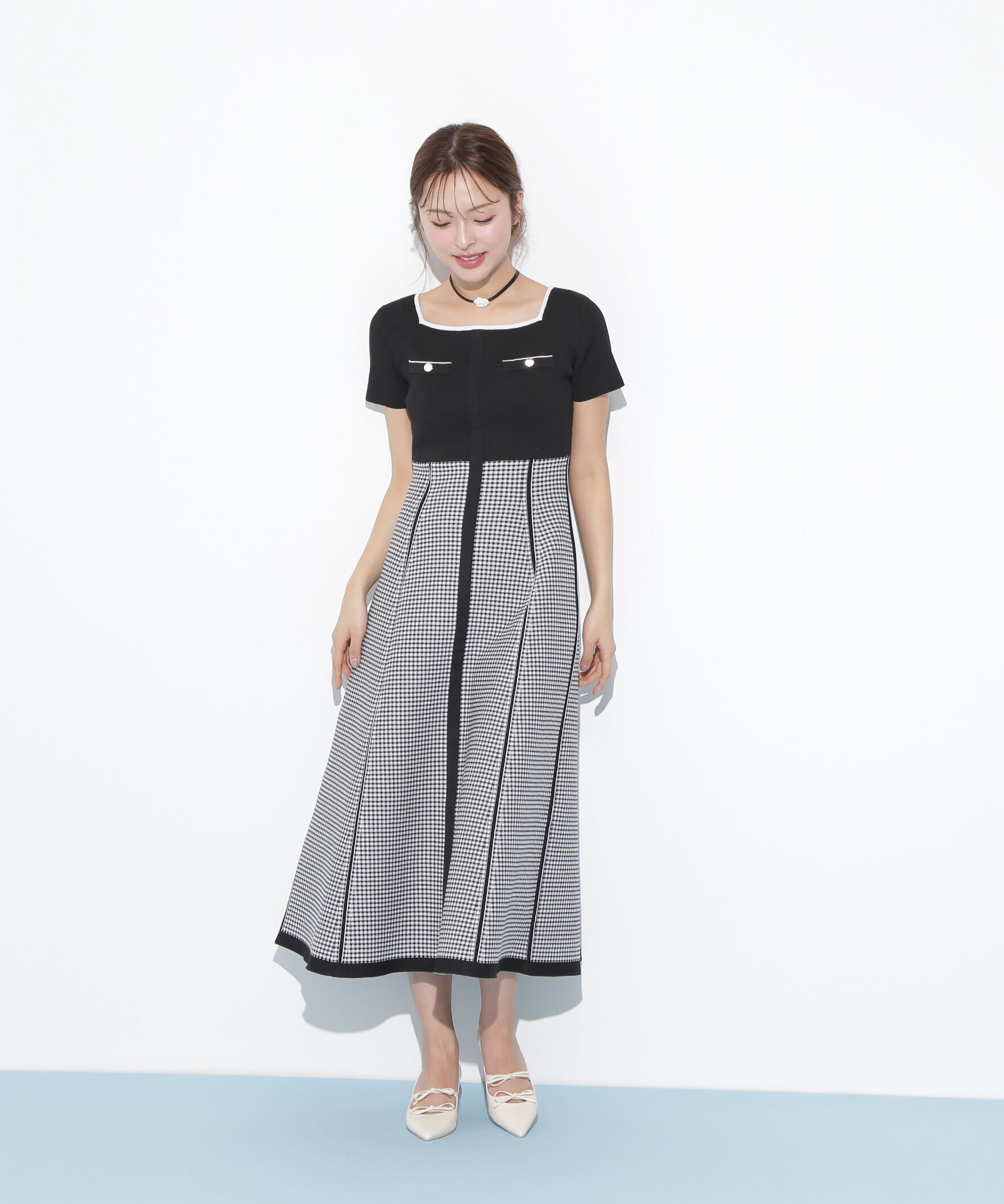  「ジャガードニットフレアワンピース」|ワンピース|