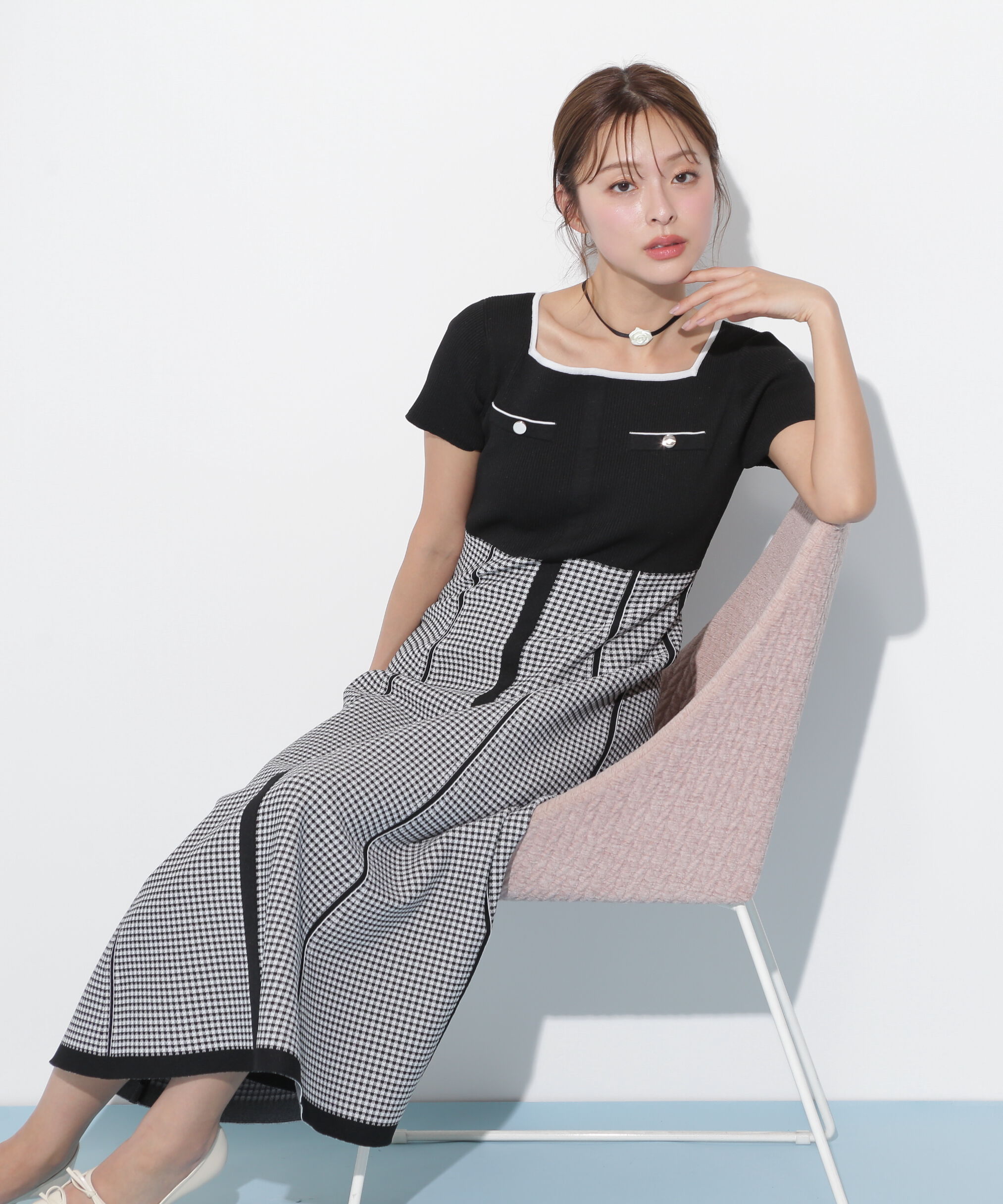  「ジャガードニットフレアワンピース」|ワンピース|