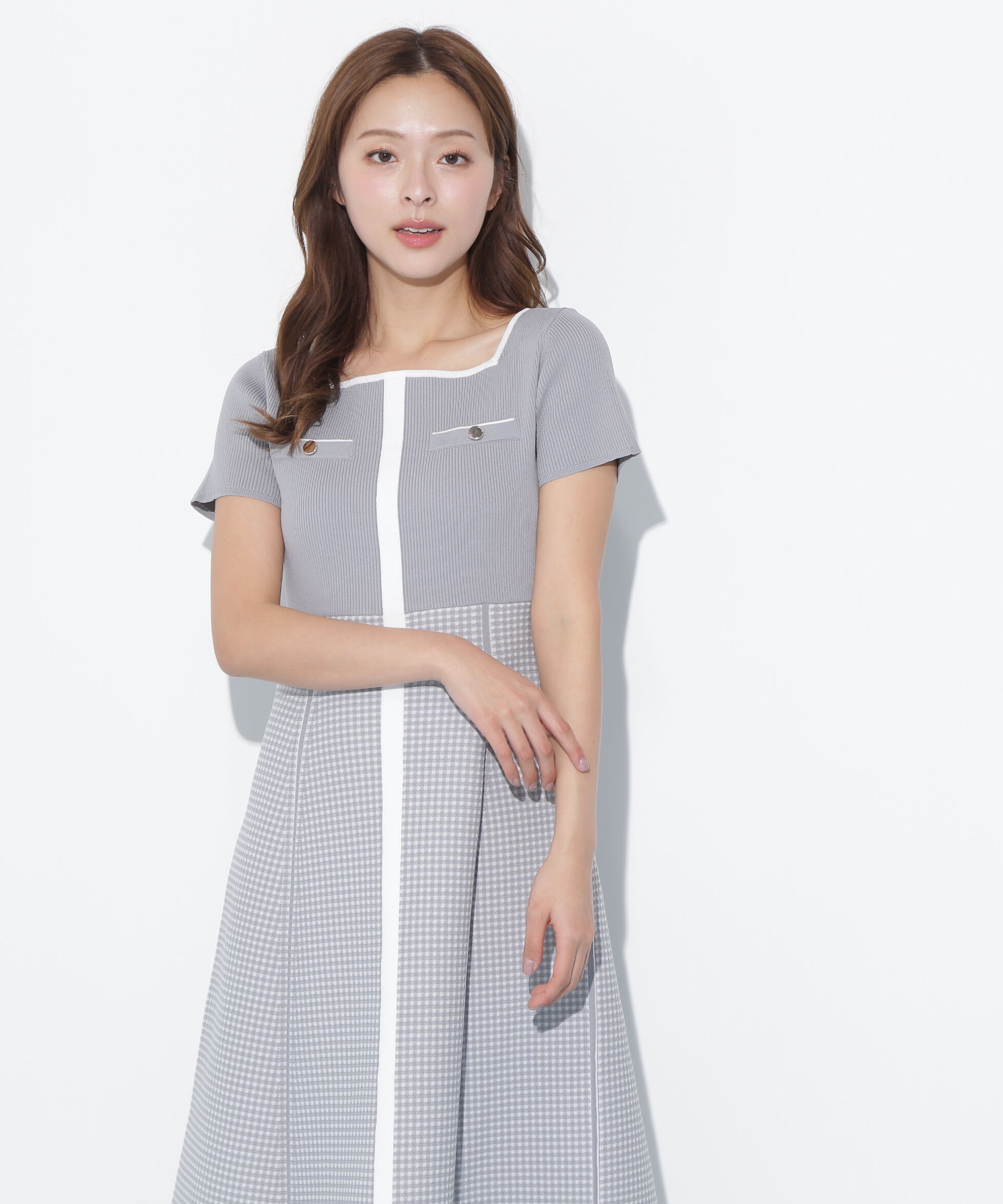  「ジャガードニットフレアワンピース」|ワンピース|