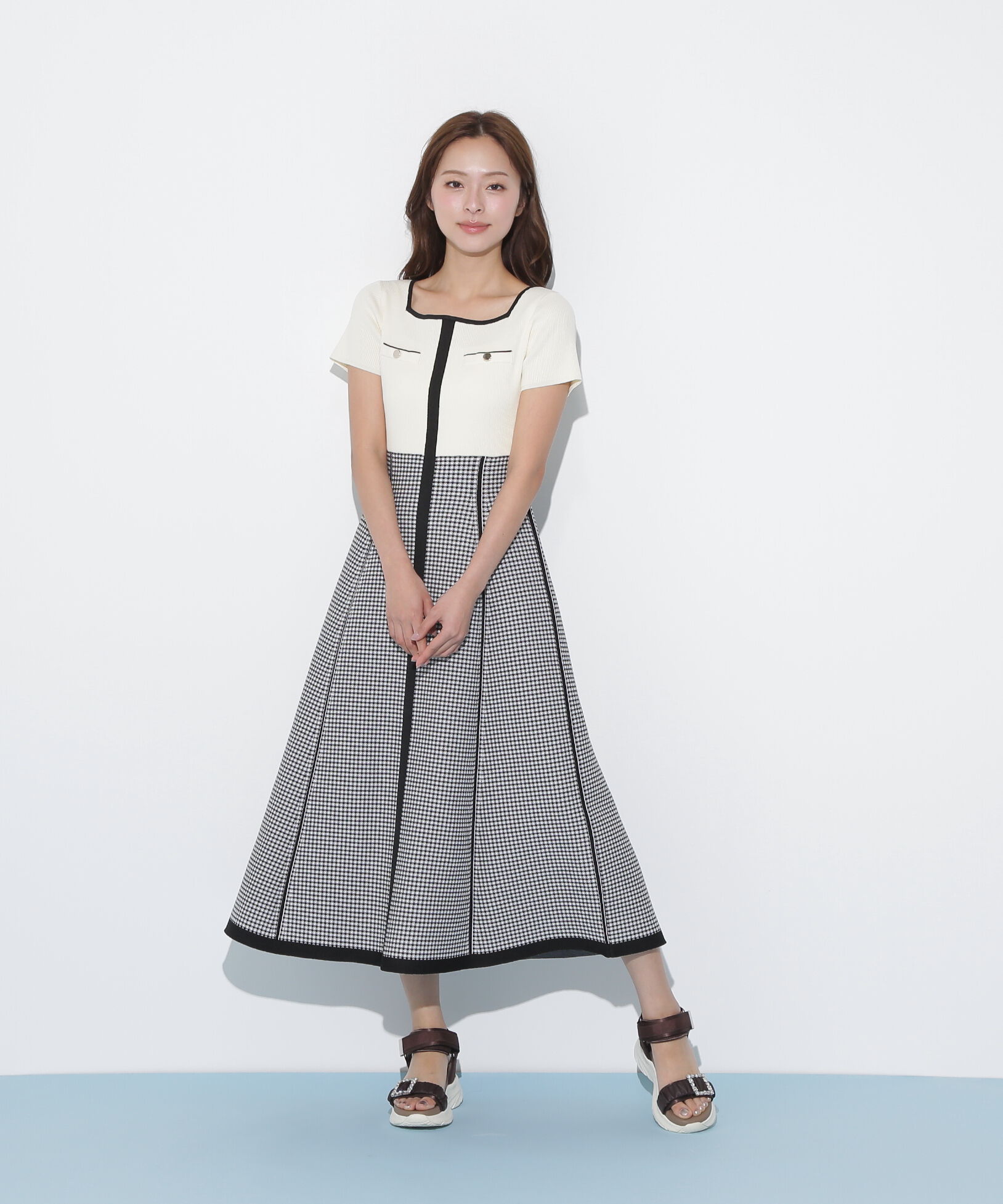  「ジャガードニットフレアワンピース」|ワンピース|